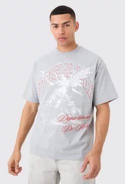 Grey Oversized Large Graphic Heavyweight T-shirt