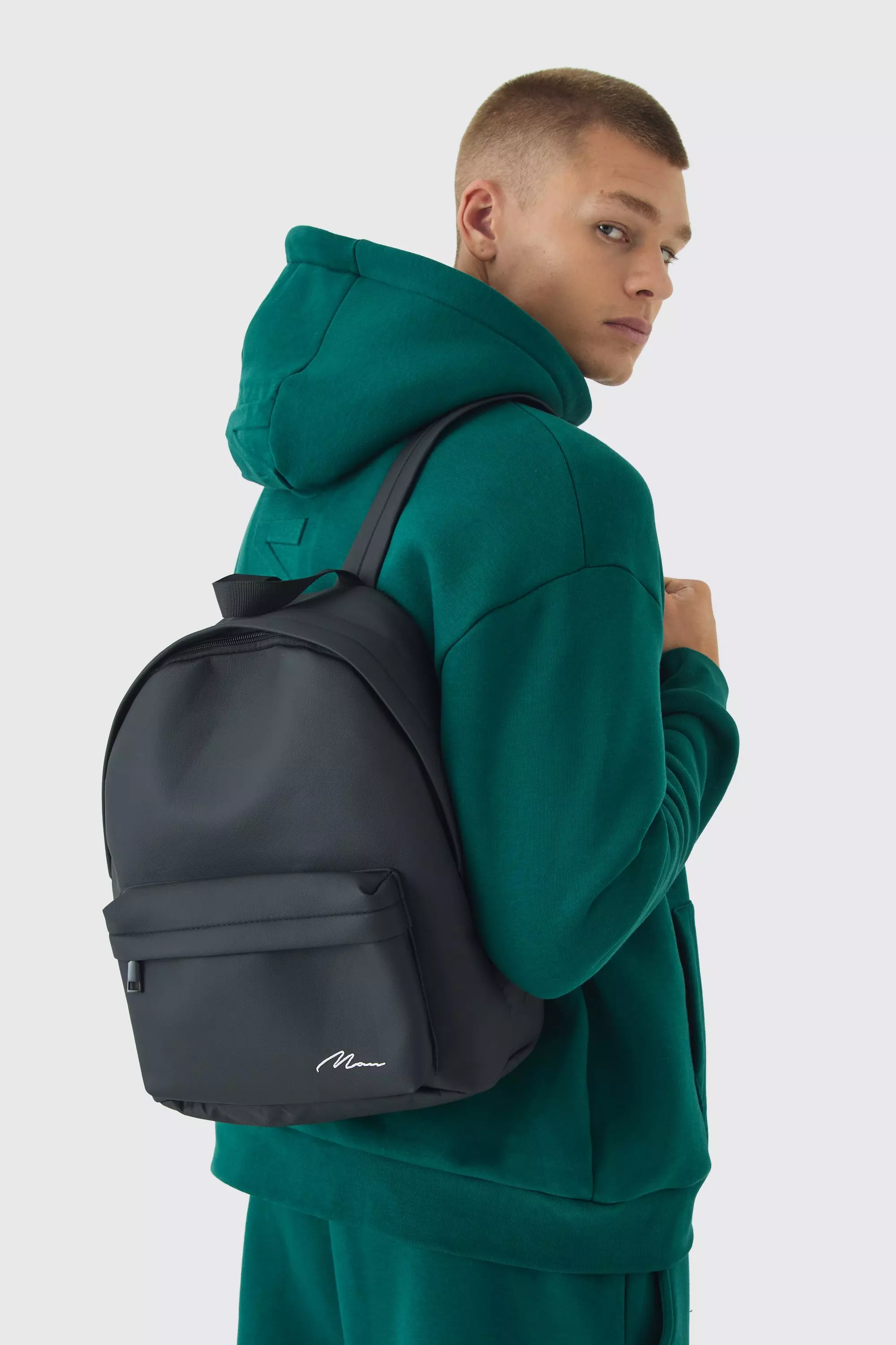 Black Man Signature Basic Rucksack In Black