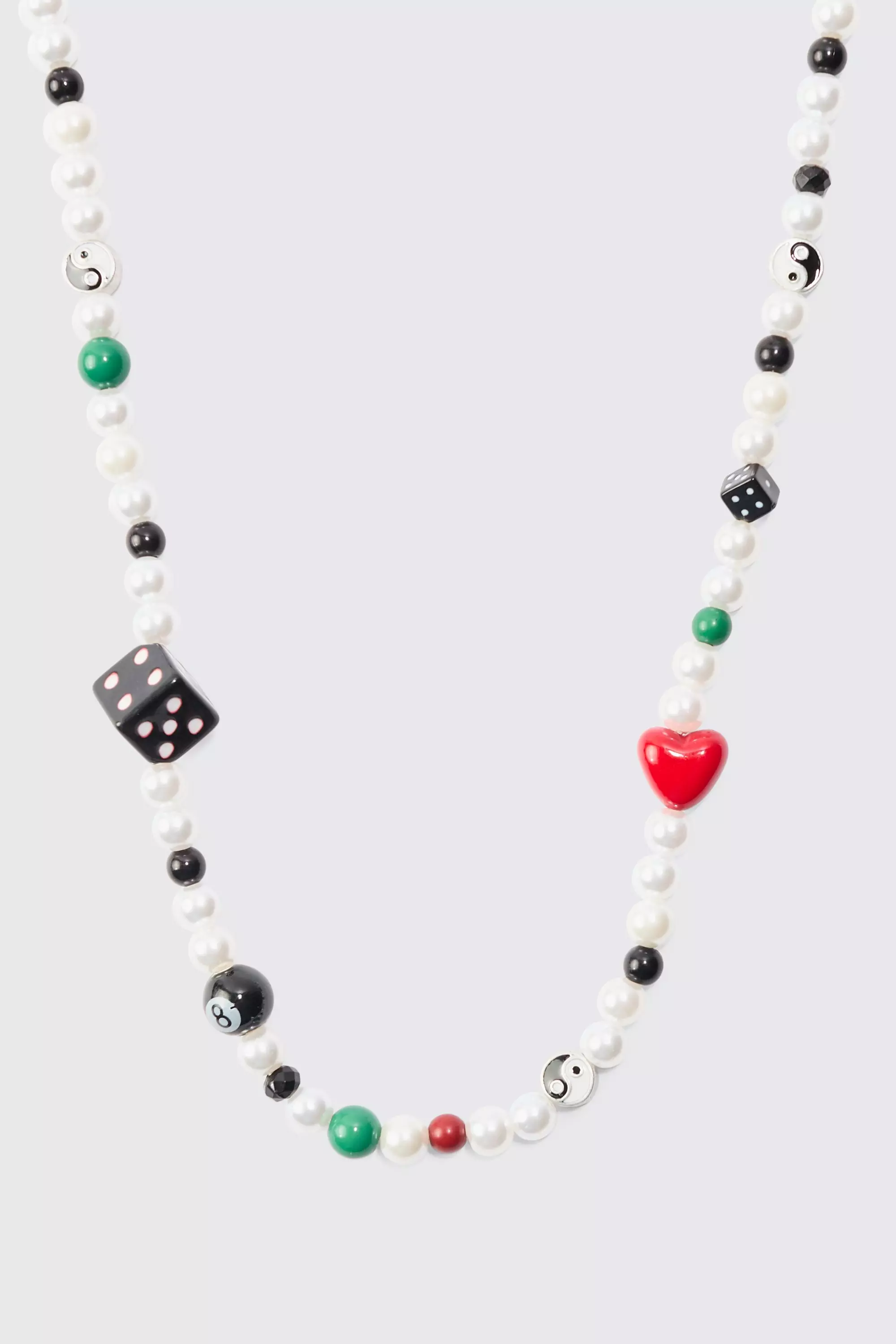 Mixed Bead & Pearl Dice Necklace Multi