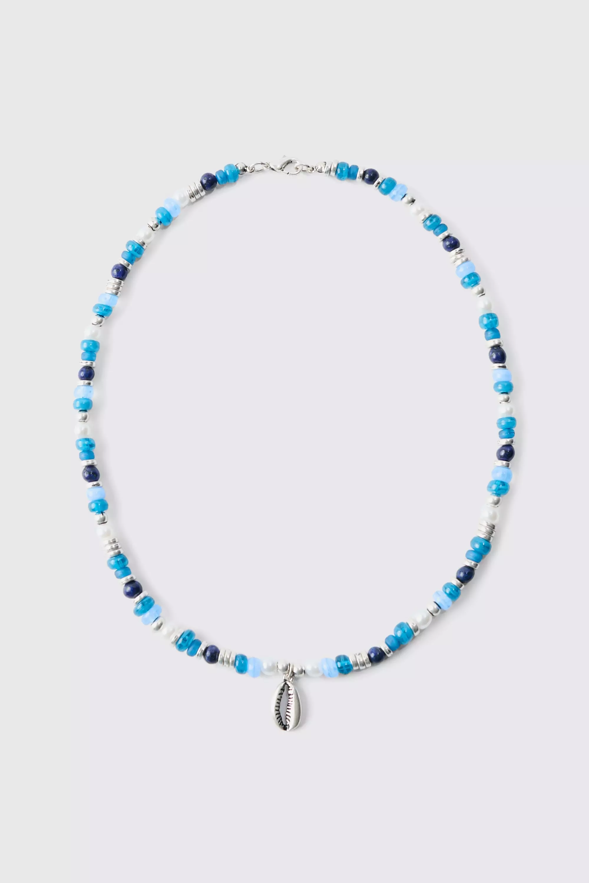 Beaded Shell Necklace In Blue Blue
