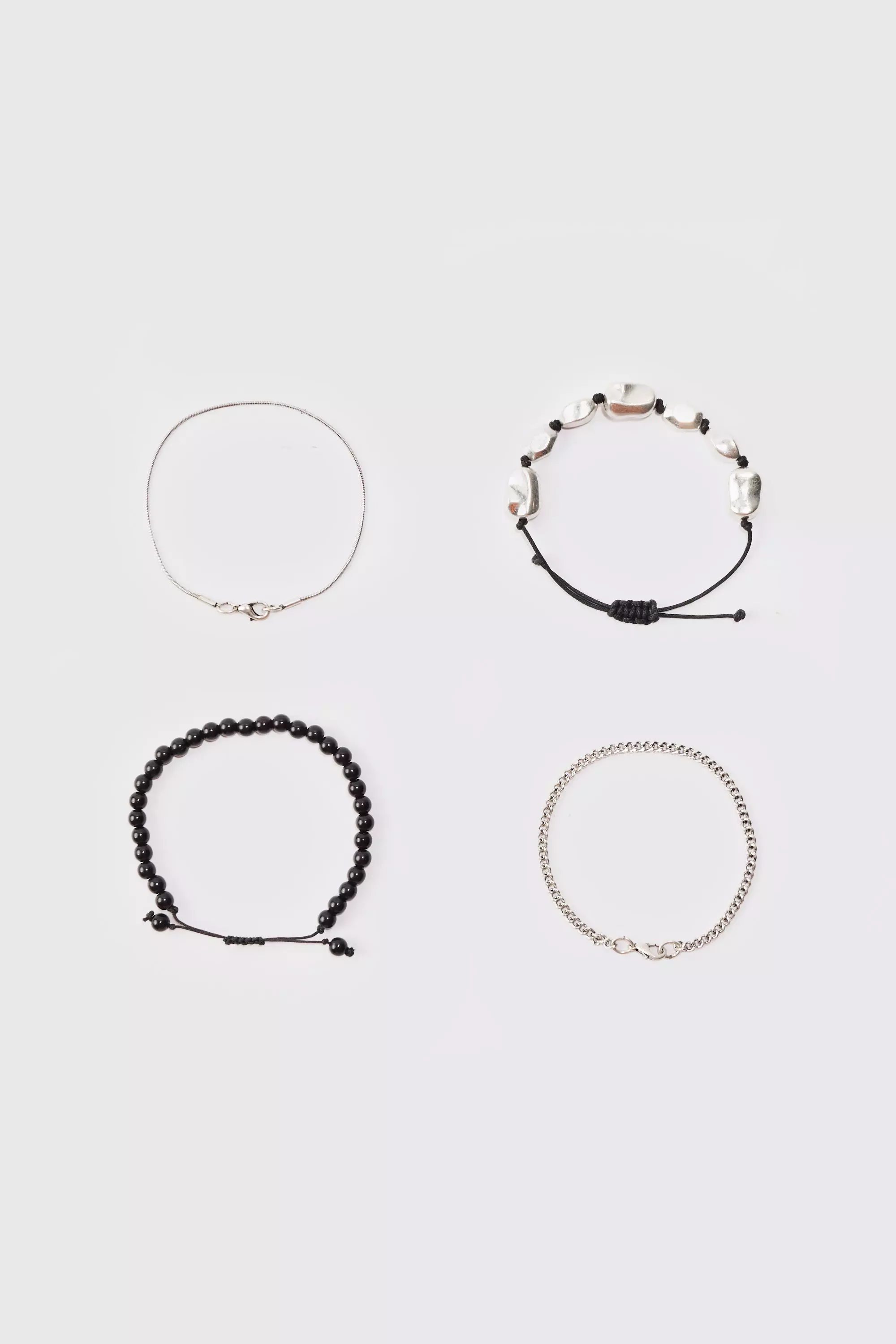 Bracciali A Catena E Perline - Set Di 4 Paia, Silver immagine alternativa