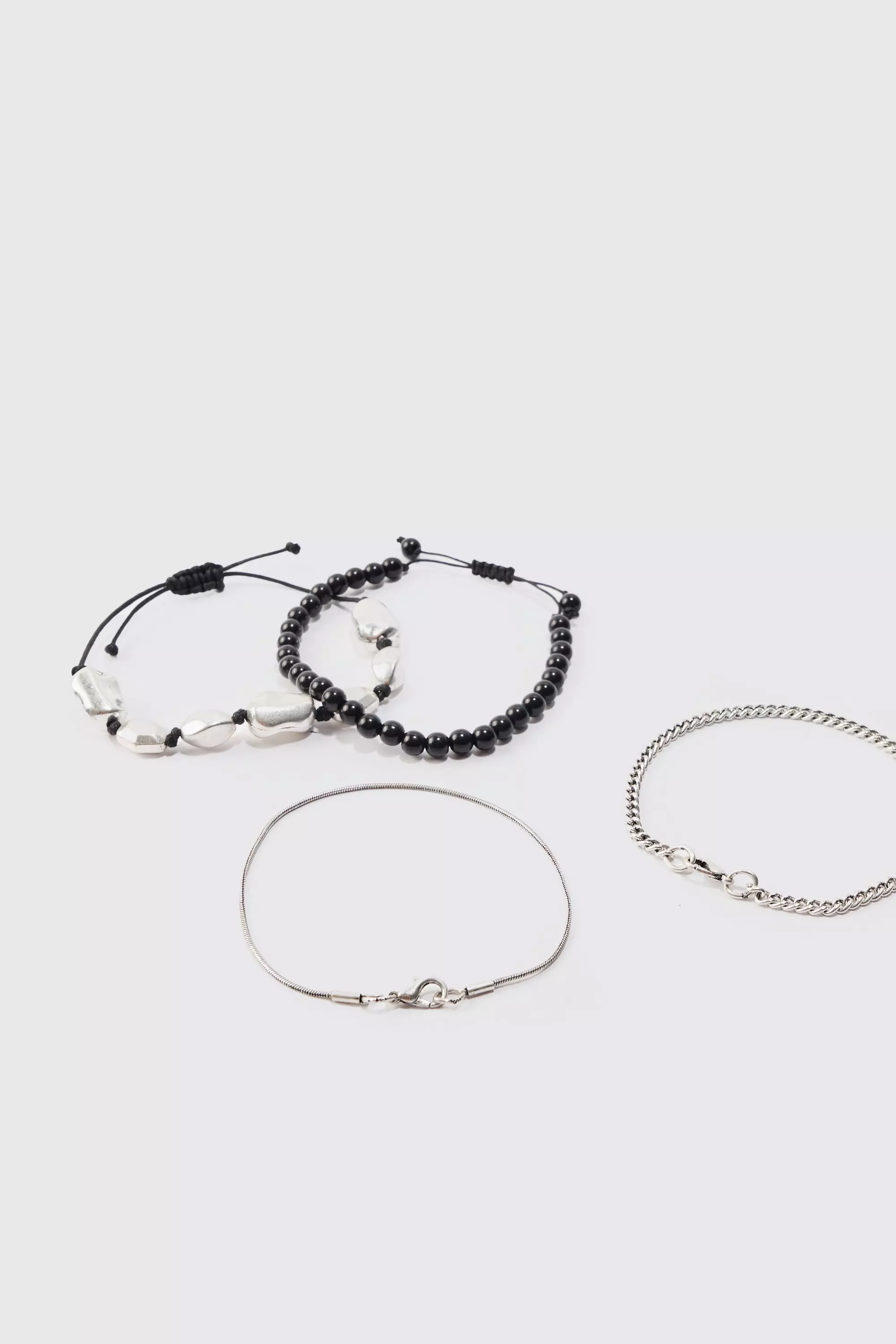 Silver 4 Pack Bead And Chain Bracelets alternative image