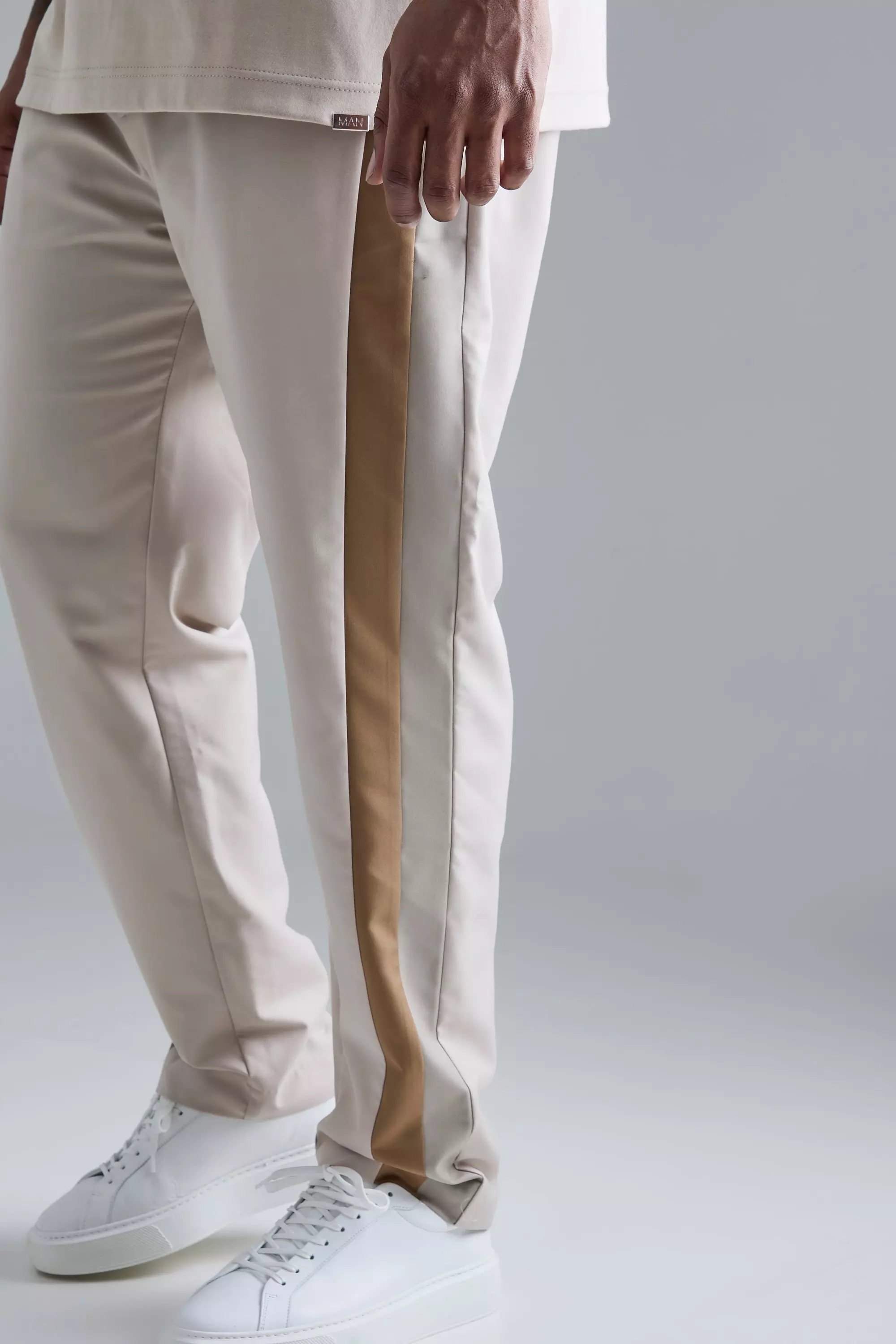 Stone Plus Skinny Fit Colour Block Panel Suit Trouser alternative image