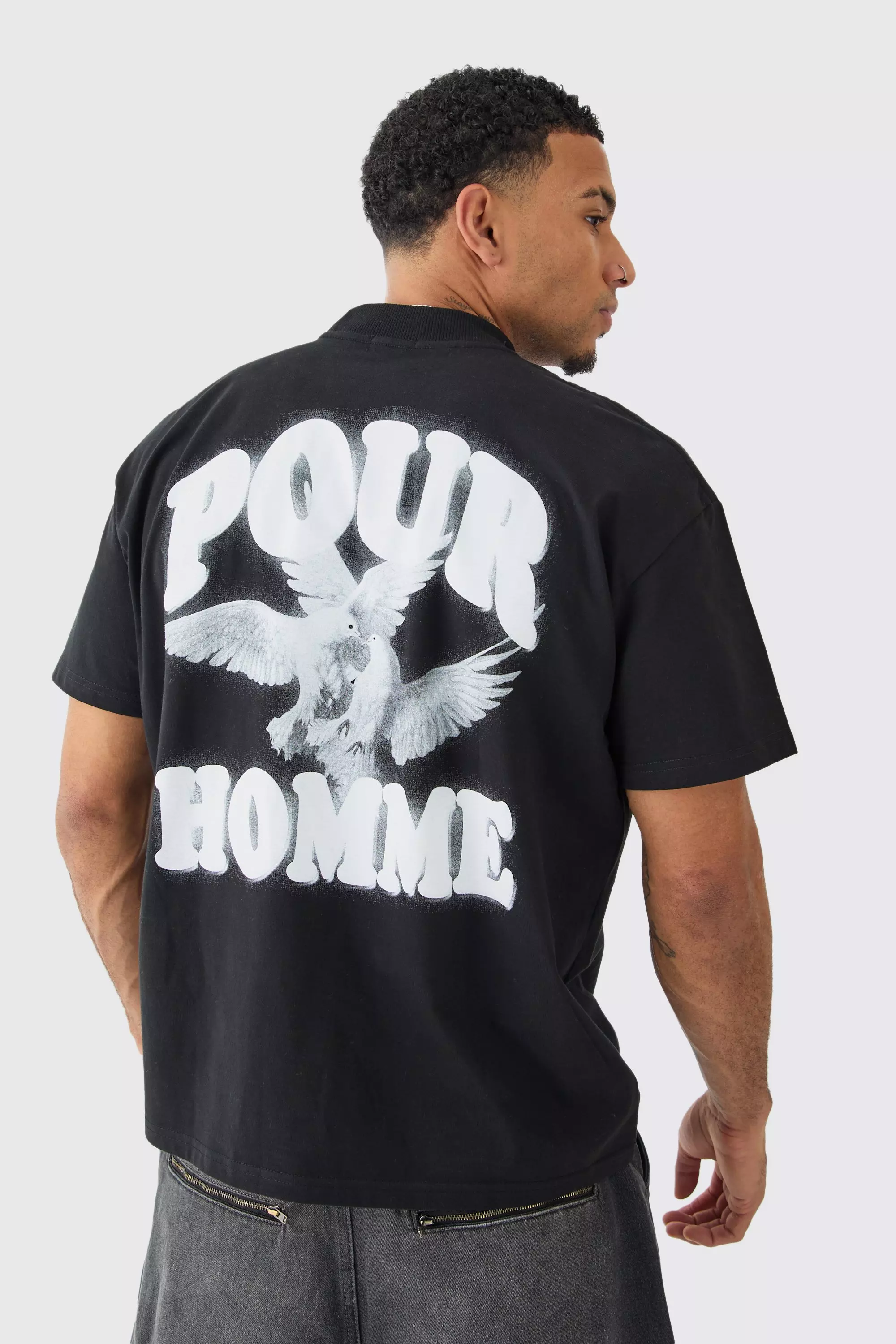 Black Oversized Pour Homme Heavyweight T-shirt