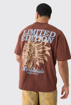 Chocolate Brown Oversized Limited Edition Graphic Heavyweight T-shirt