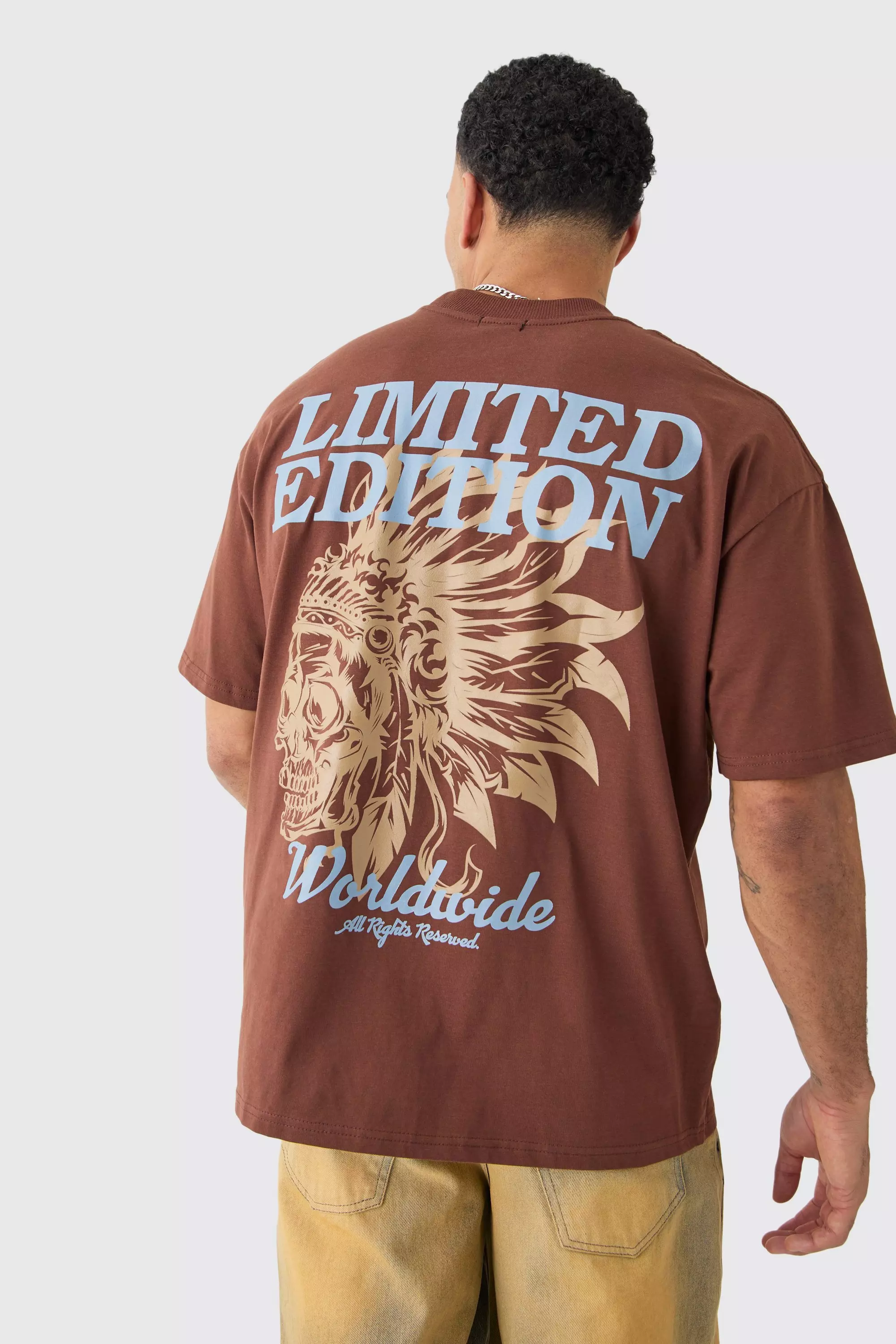 Oversized Limited Edition Graphic Heavyweight T-shirt Chocolate