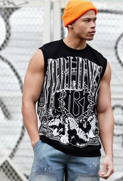Large Scale Printed Heavy Ribbed Tank Black