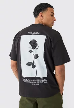 Oversized Rose Graphic Heavyweight T-shirt Black