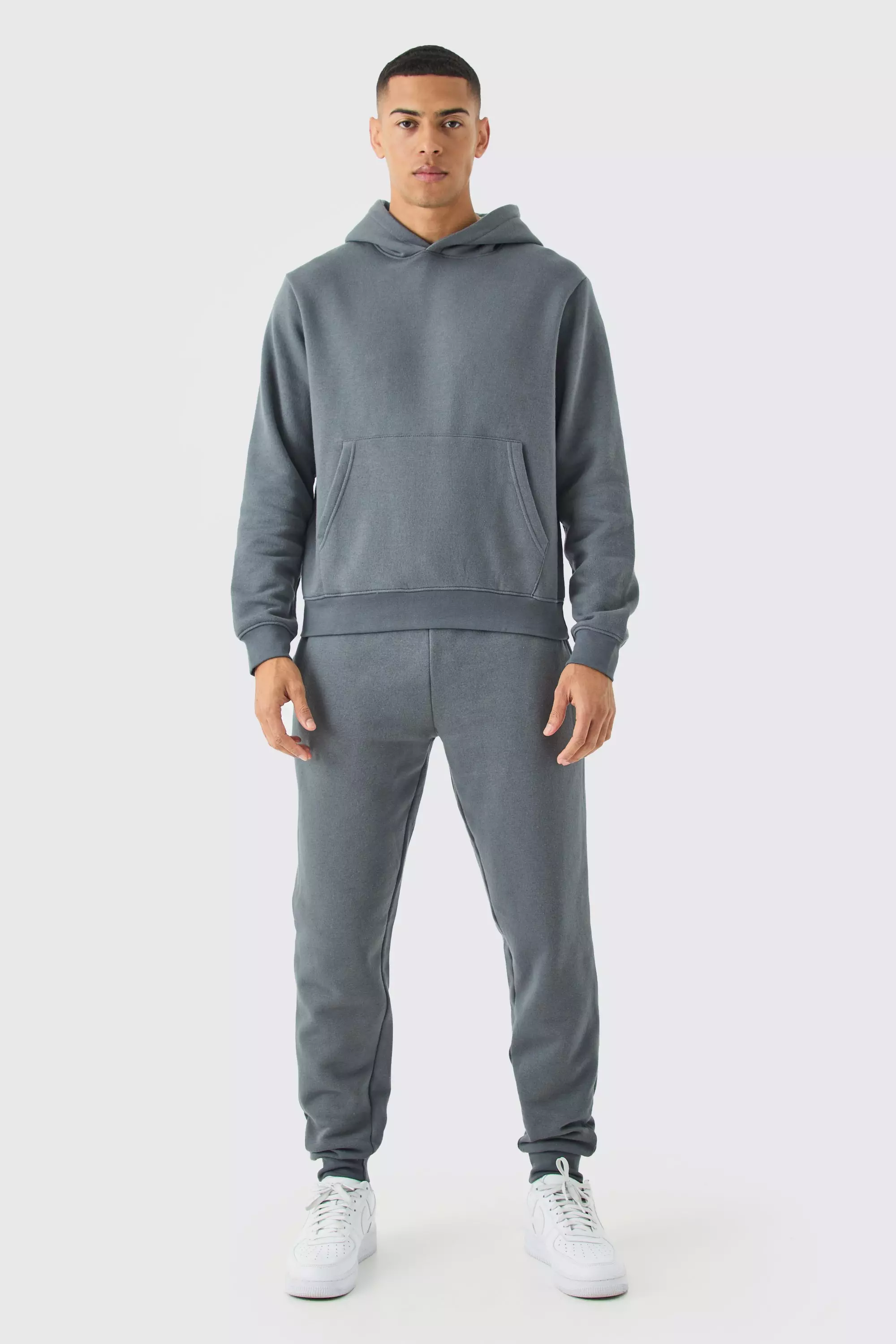 Charcoal Grey Boxy Hooded Tracksuit
