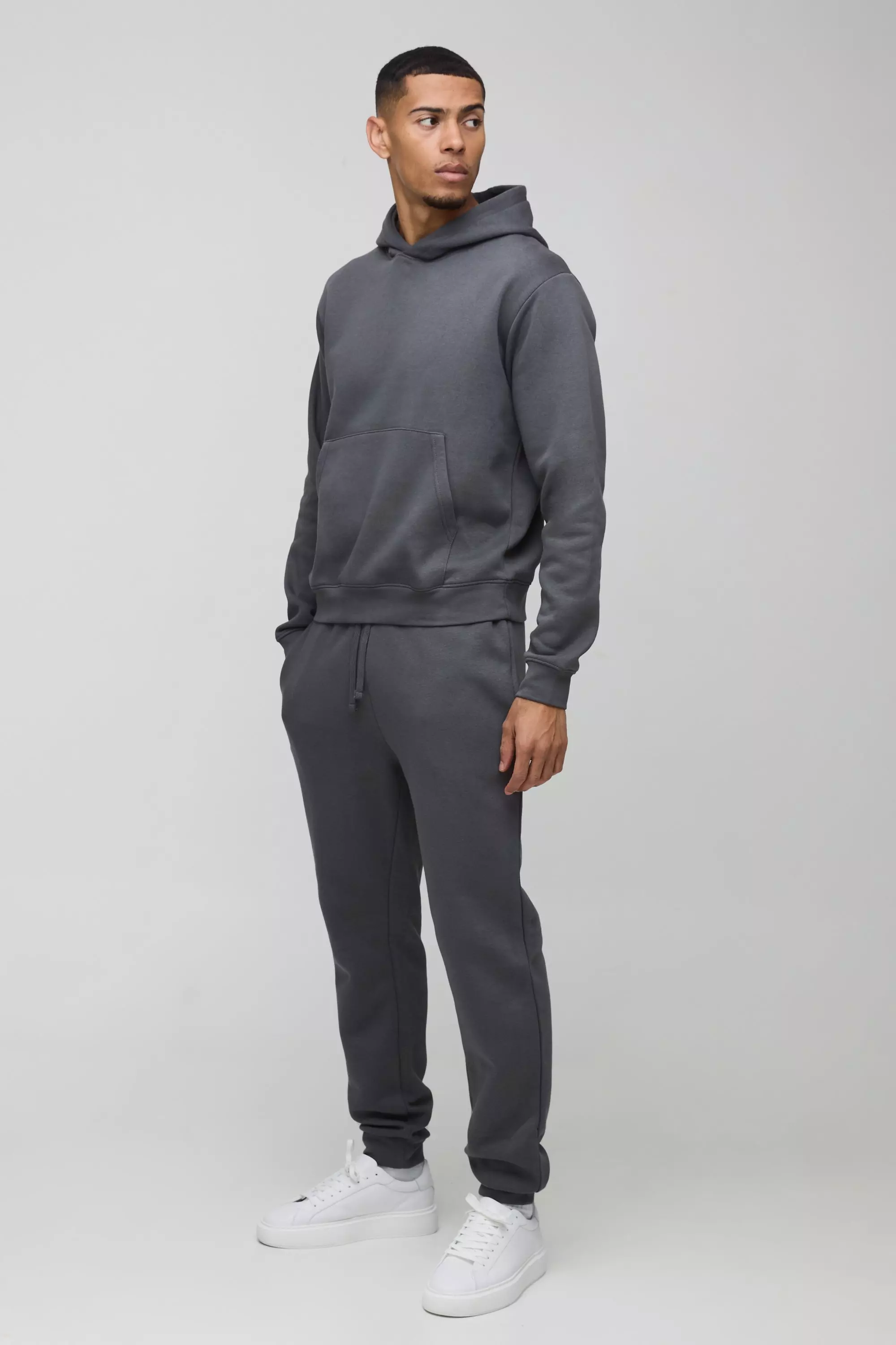 Boohooman Hooded Tracksuit Oversized Boxy Bonded Scuba