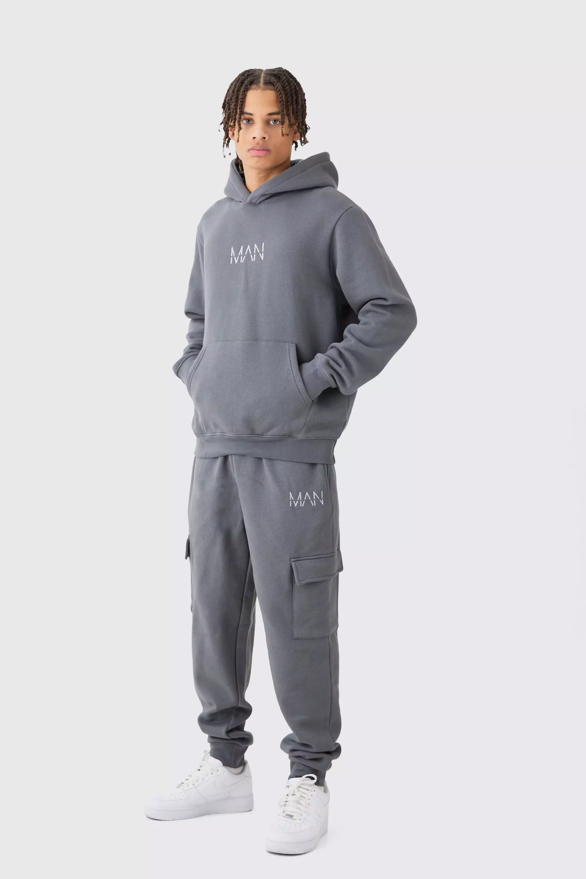 Tuta Sportiva Cargo Man Con Cappuccio, Charcoal immagine alternativa