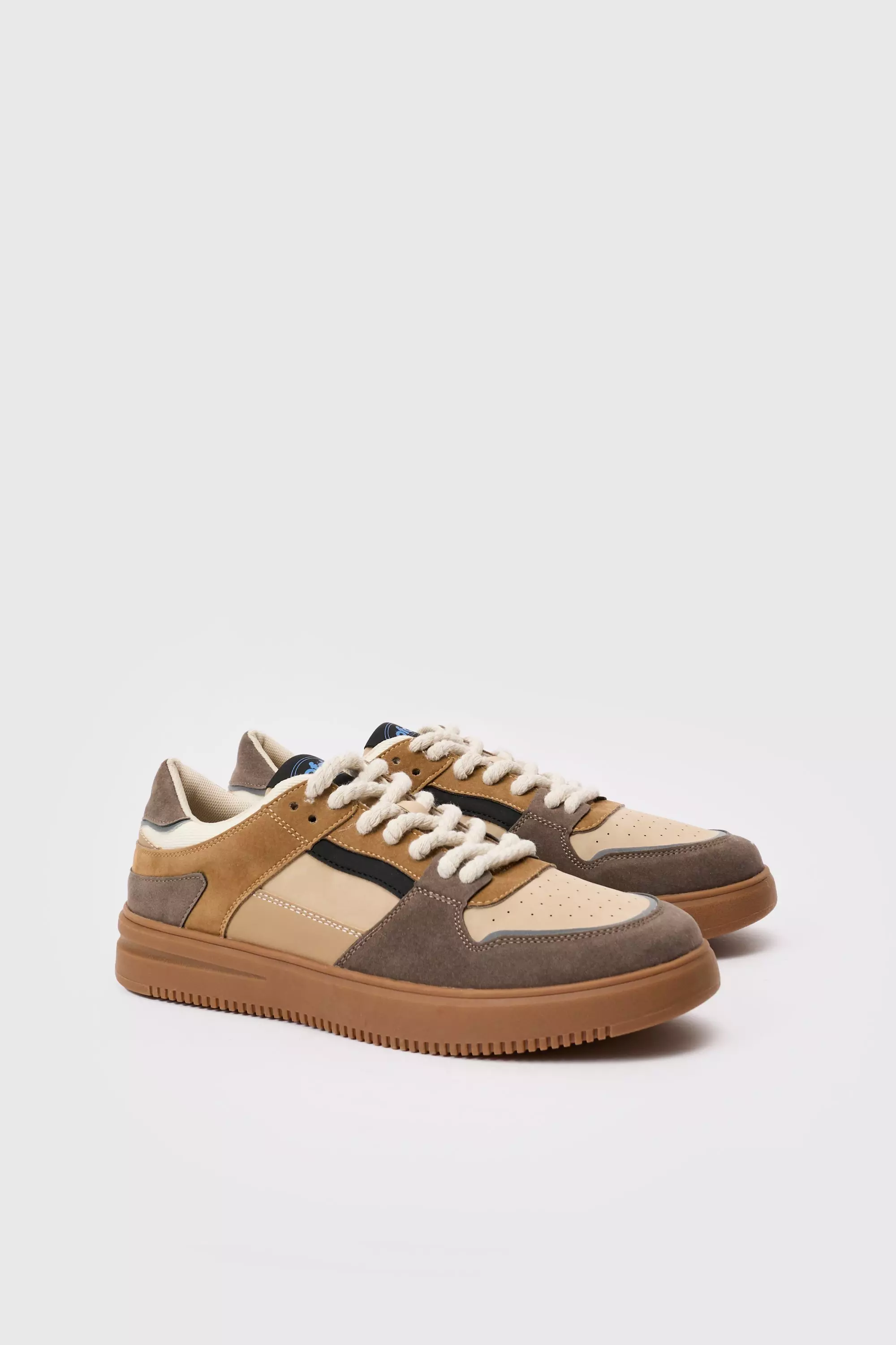 Ofcl Tab Chunky Rope Lace Trainers In Tan Tan