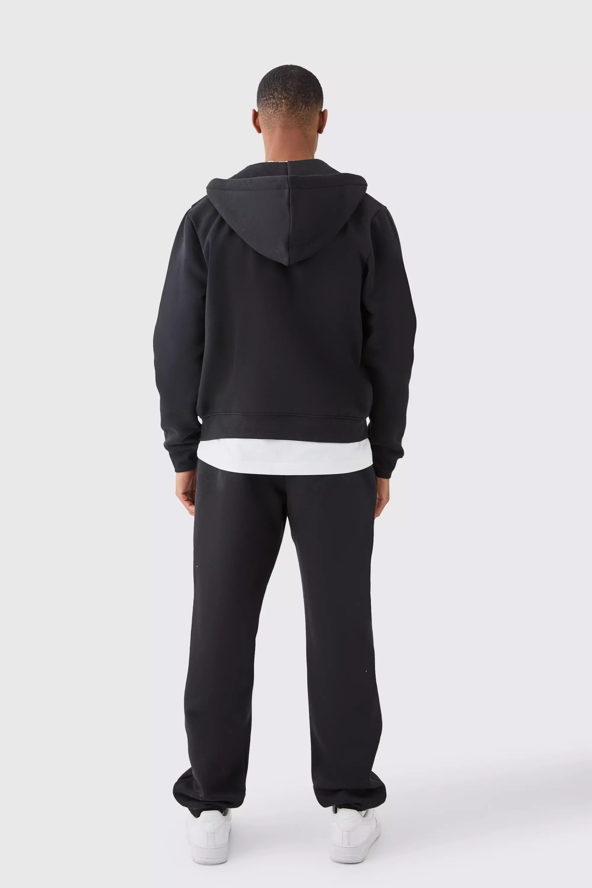 Man Signature Boxy Zip Through Hooded Tracksuit | boohooMAN
