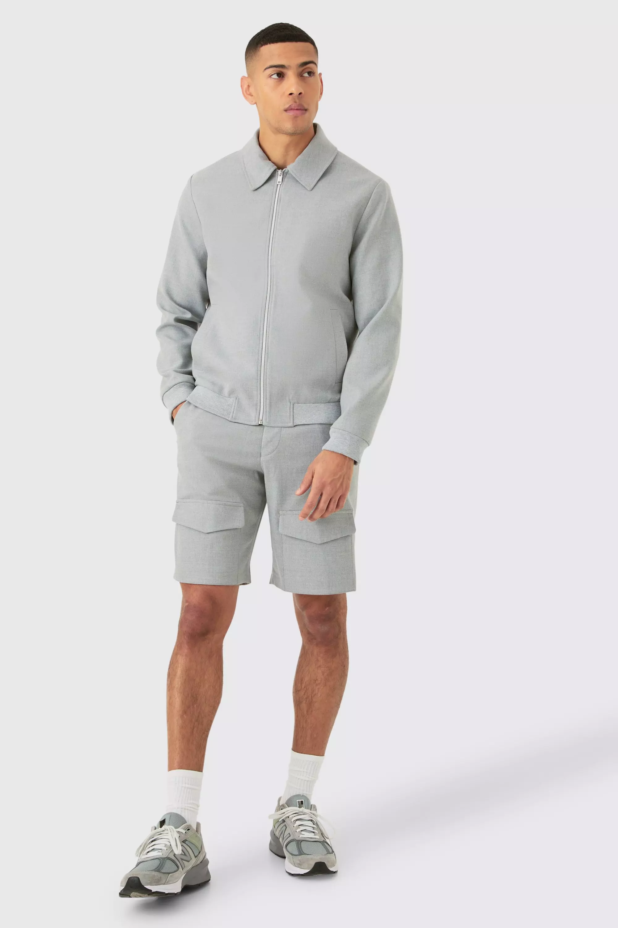 Grey Fixed Waist Smart Cargo Shorts alternative image