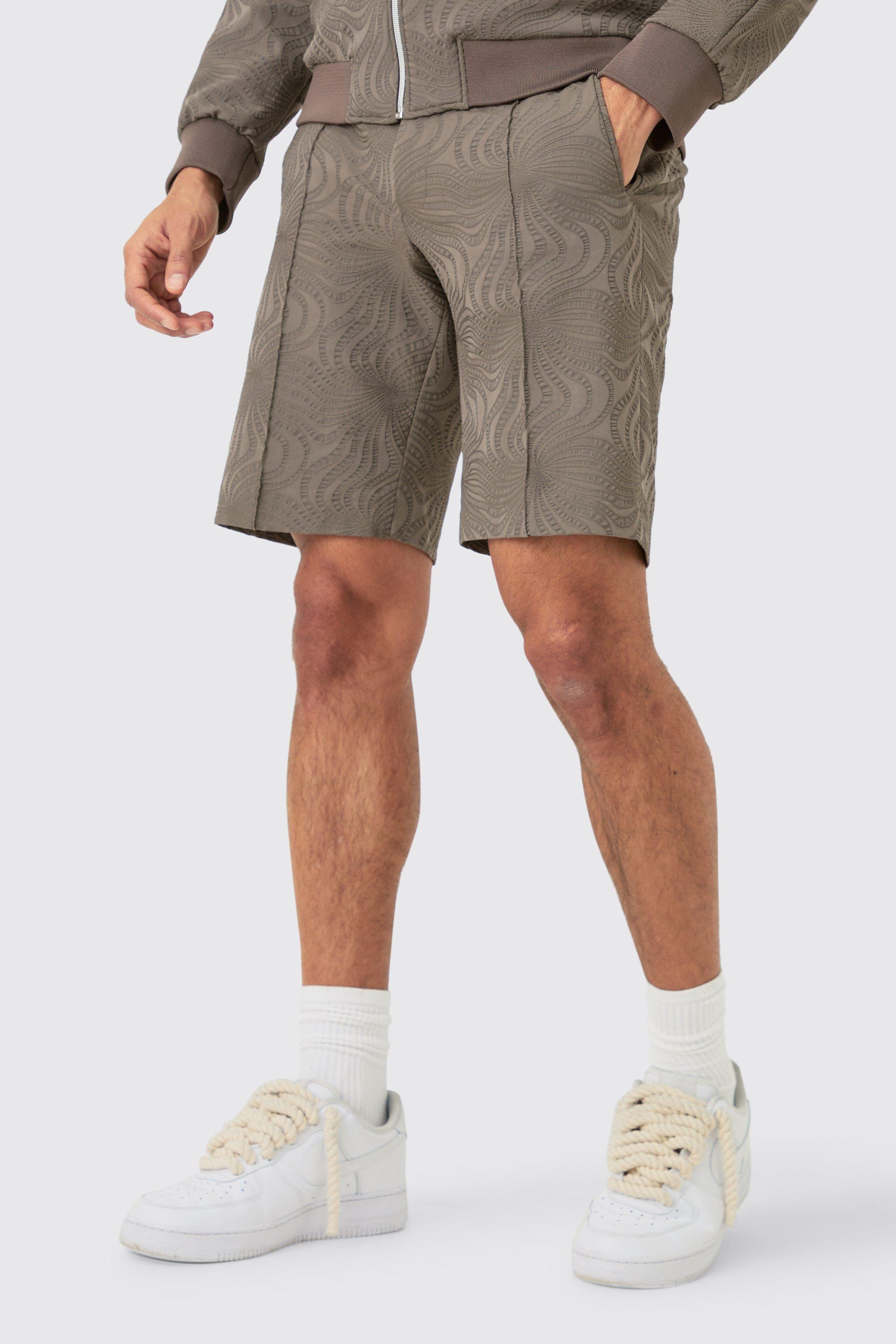 Strukturierte Shorts mit geradem Bein, Mocha