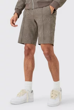 Textured Straight Fit Tailored Shorts Mocha