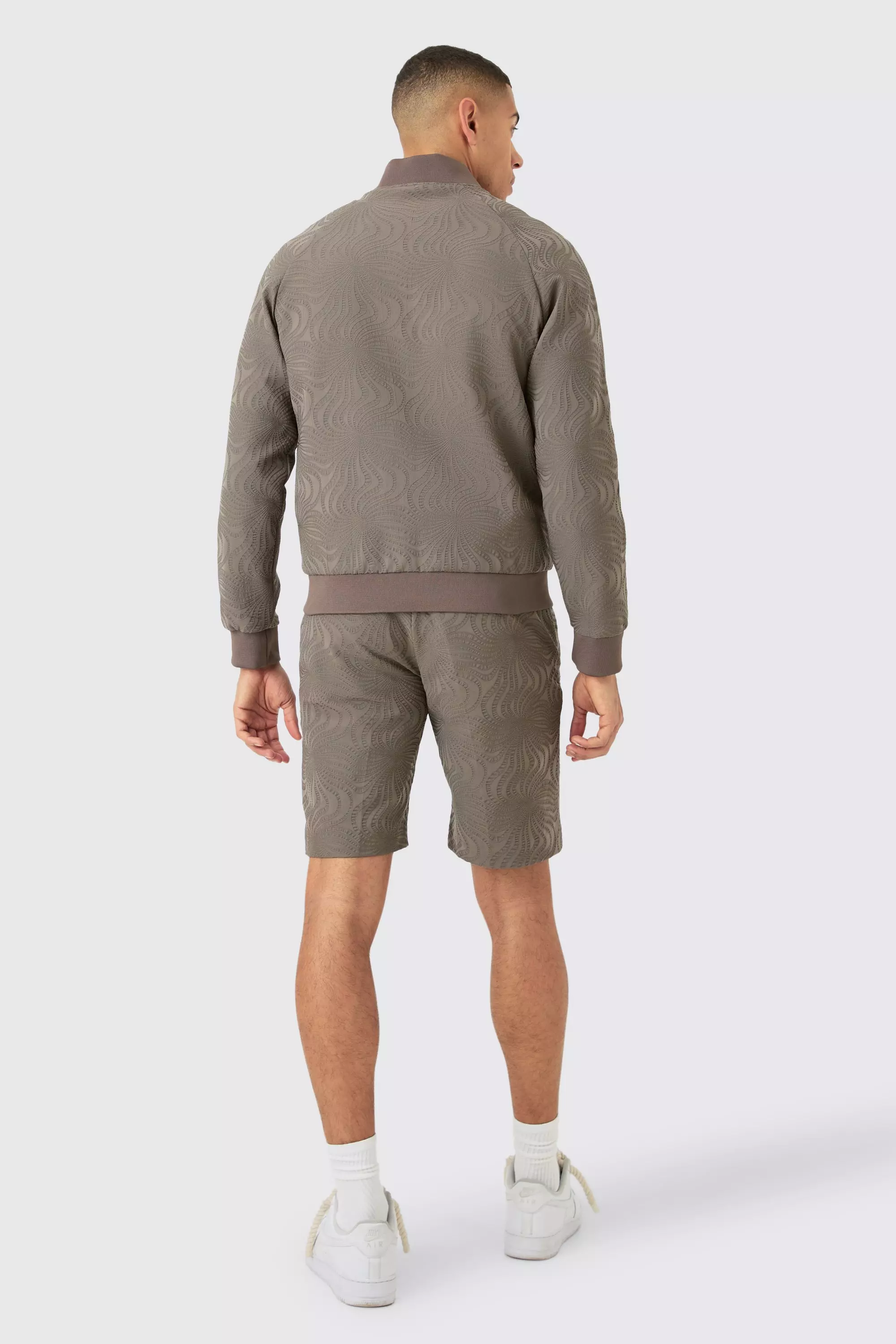 Mocha Textured Straight Fit Pintuck Tailored Shorts alternative image