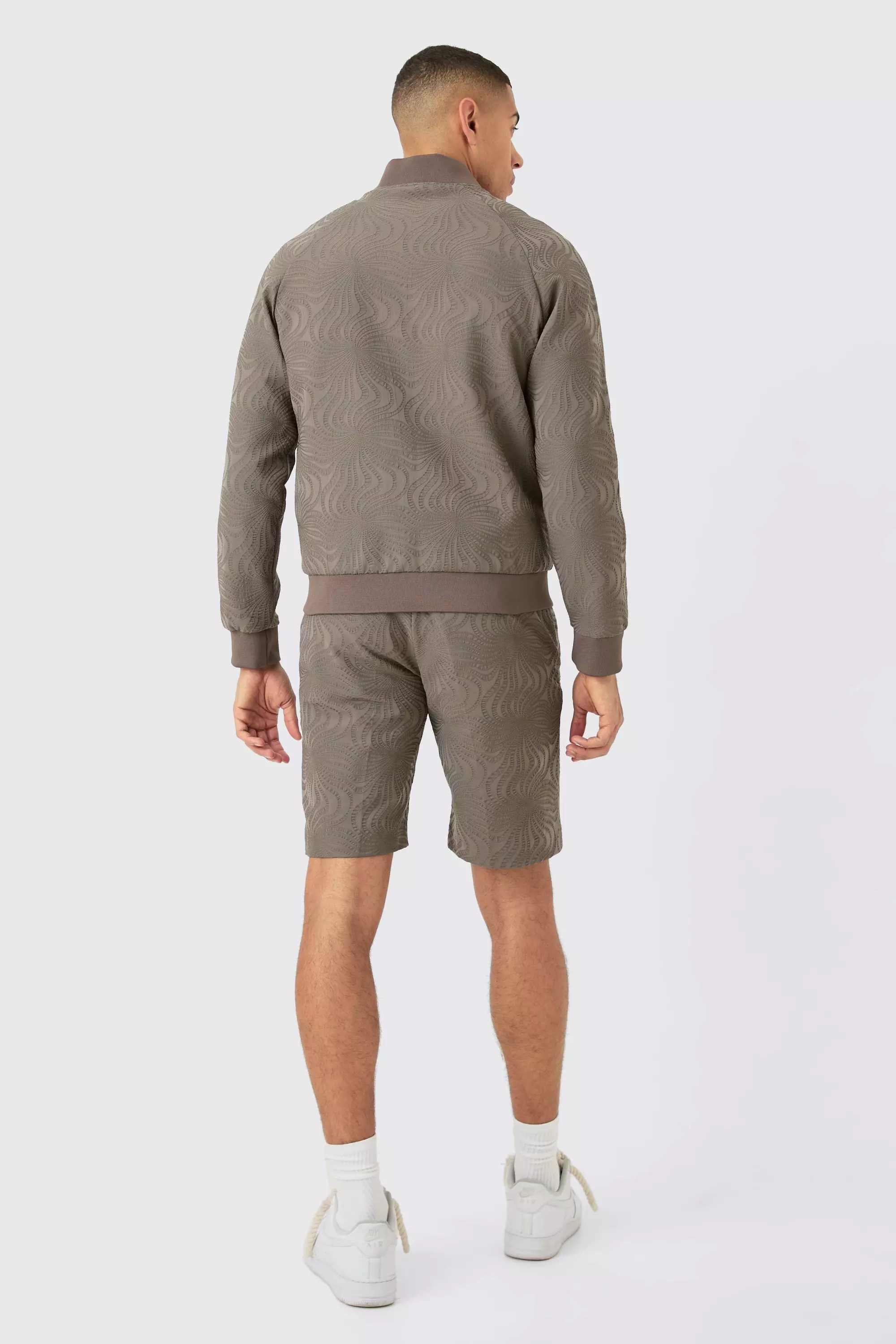 Mocha Textured Regular Fit Tailored Bomber Jacket alternative image