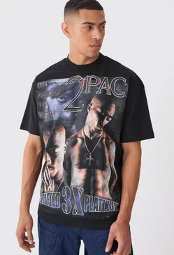 Oversized Tupac License T-shirt Black