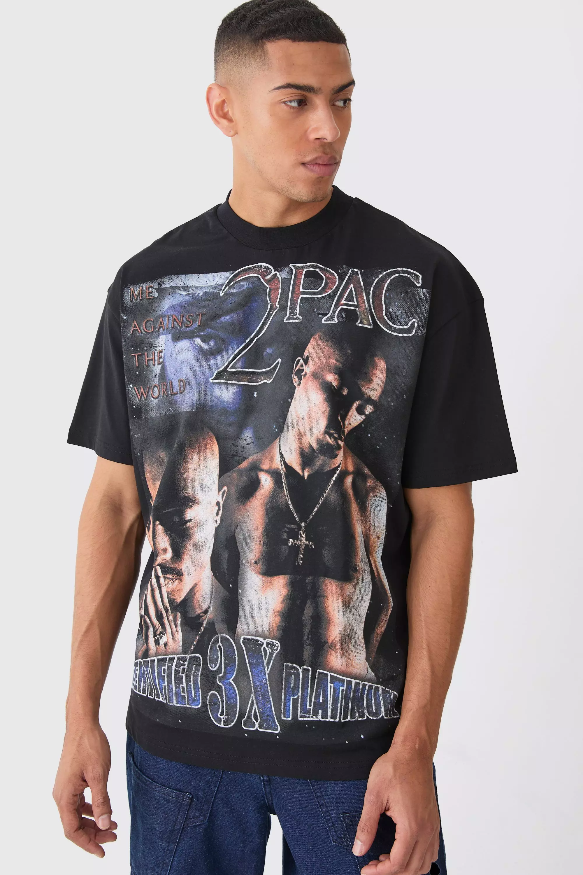 Black Oversized Tupac License T-shirt