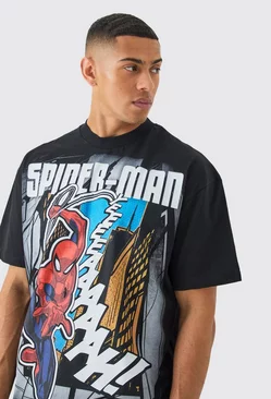 Oversized Spiderman License T-shirt Black
