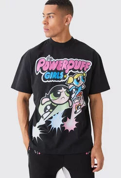 Oversized Powerpuff Girls License T-shirt Black