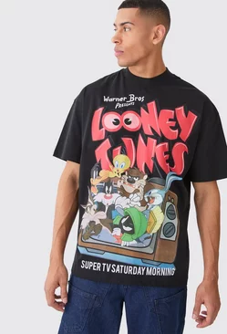 Black Oversized Looney Tunes License T-shirt