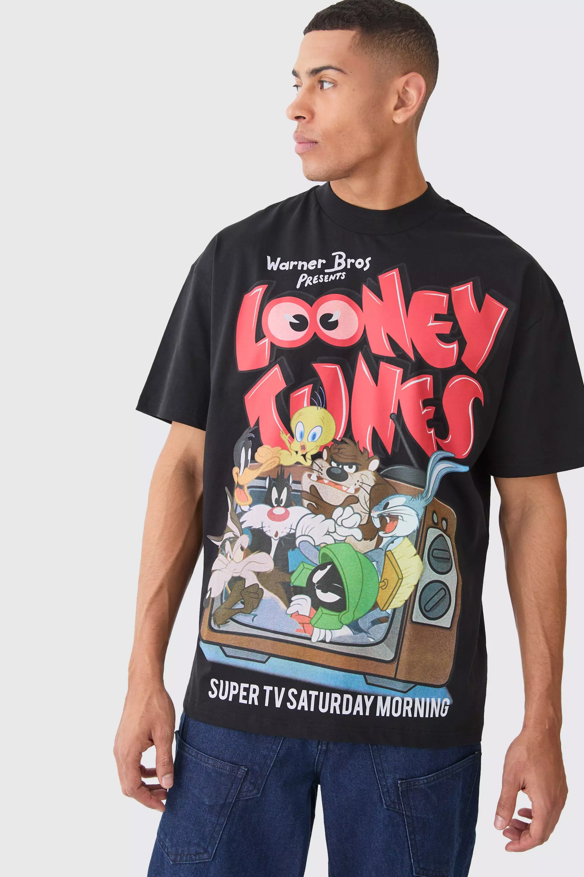 Oversized Looney Tunes License T-shirt Black