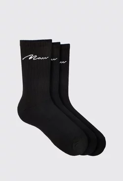 3 Pack Man Signature Sport Socks Black