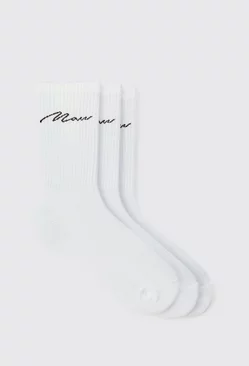 White 3 Pack Man Signature Sport Socks