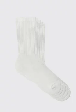 5 Plain Sports Socks White