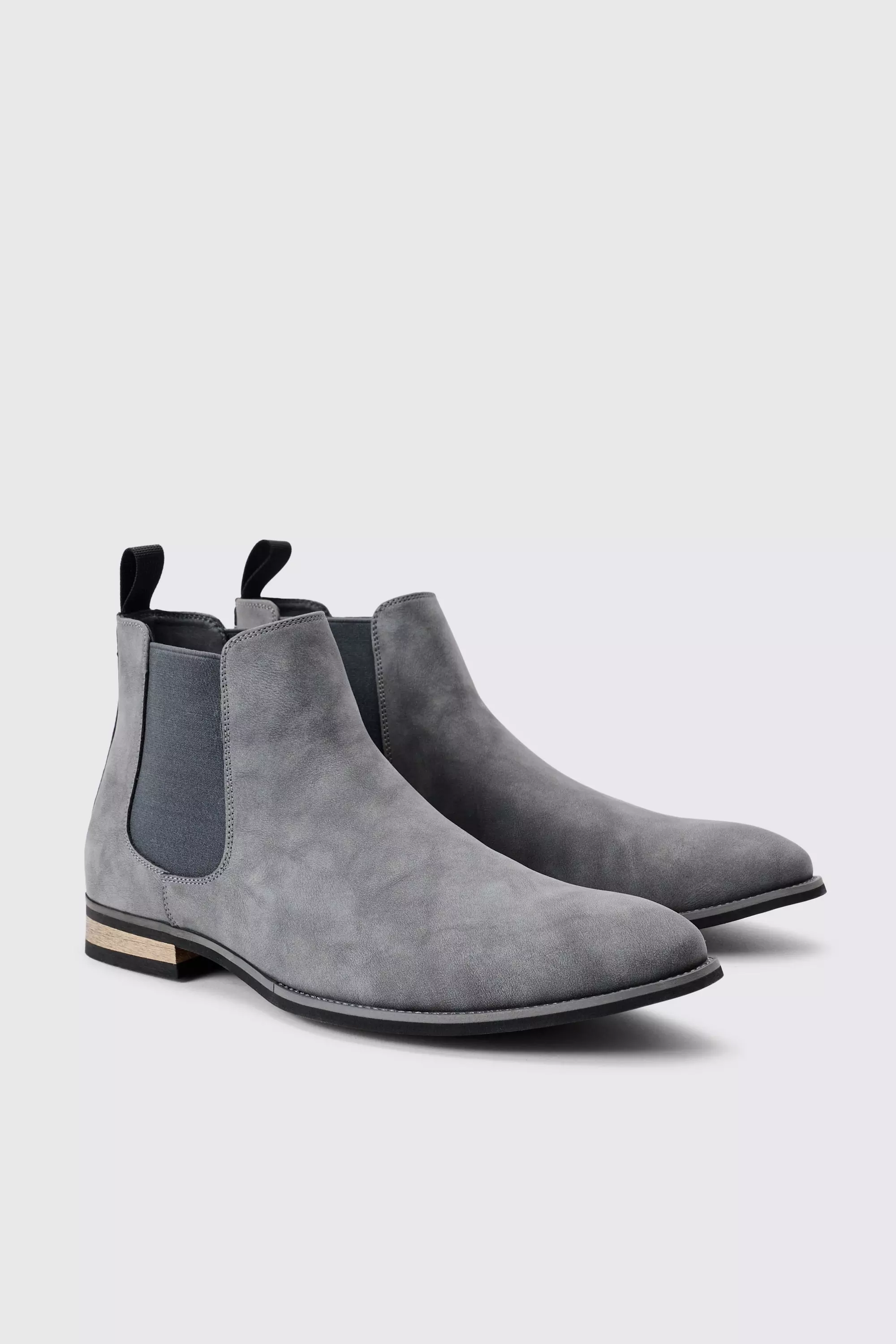 Faux Suede Chelsea Boot In Grey Grey