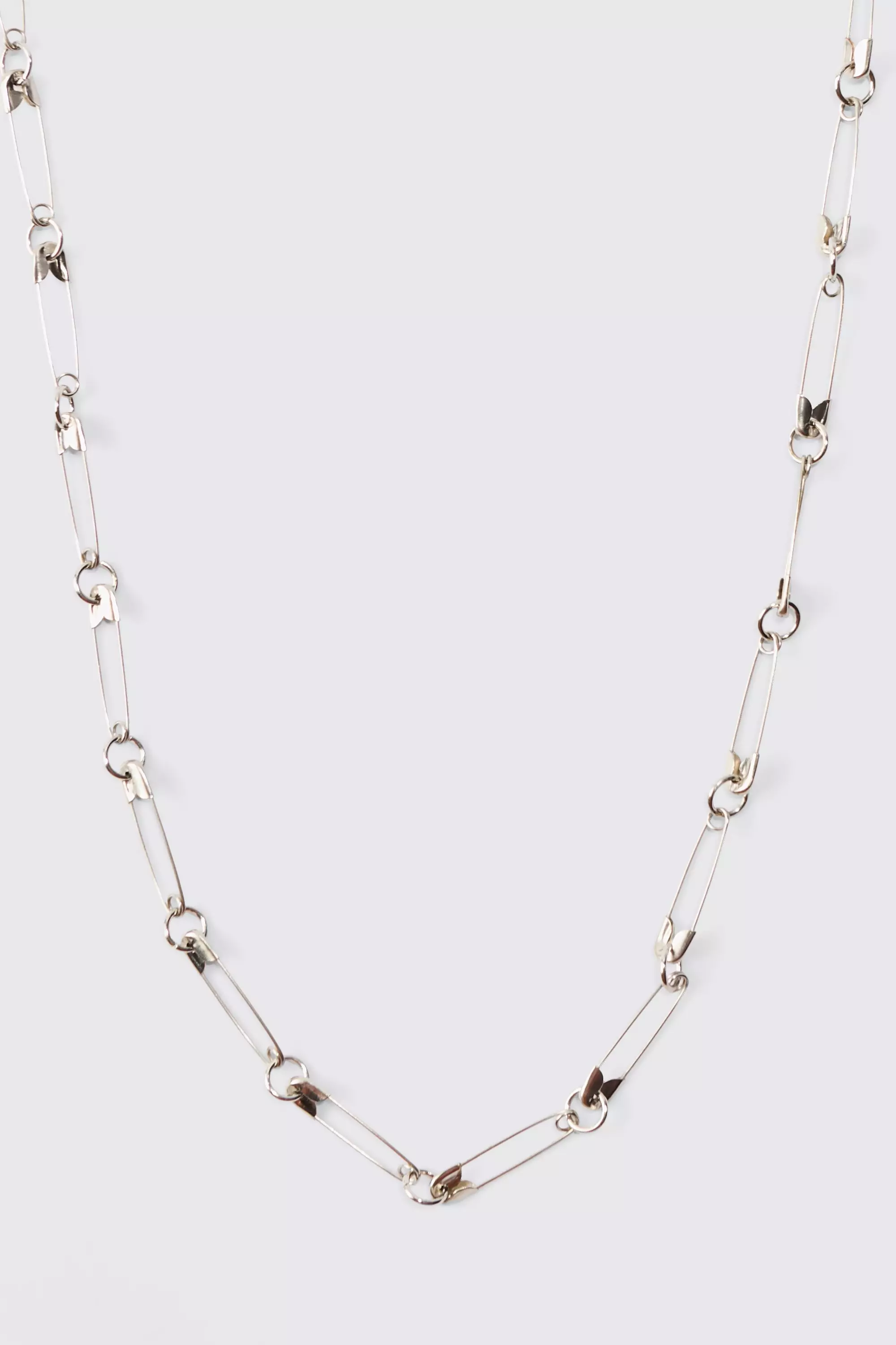 Safety Pin Chain Necklace In Silver alternative image