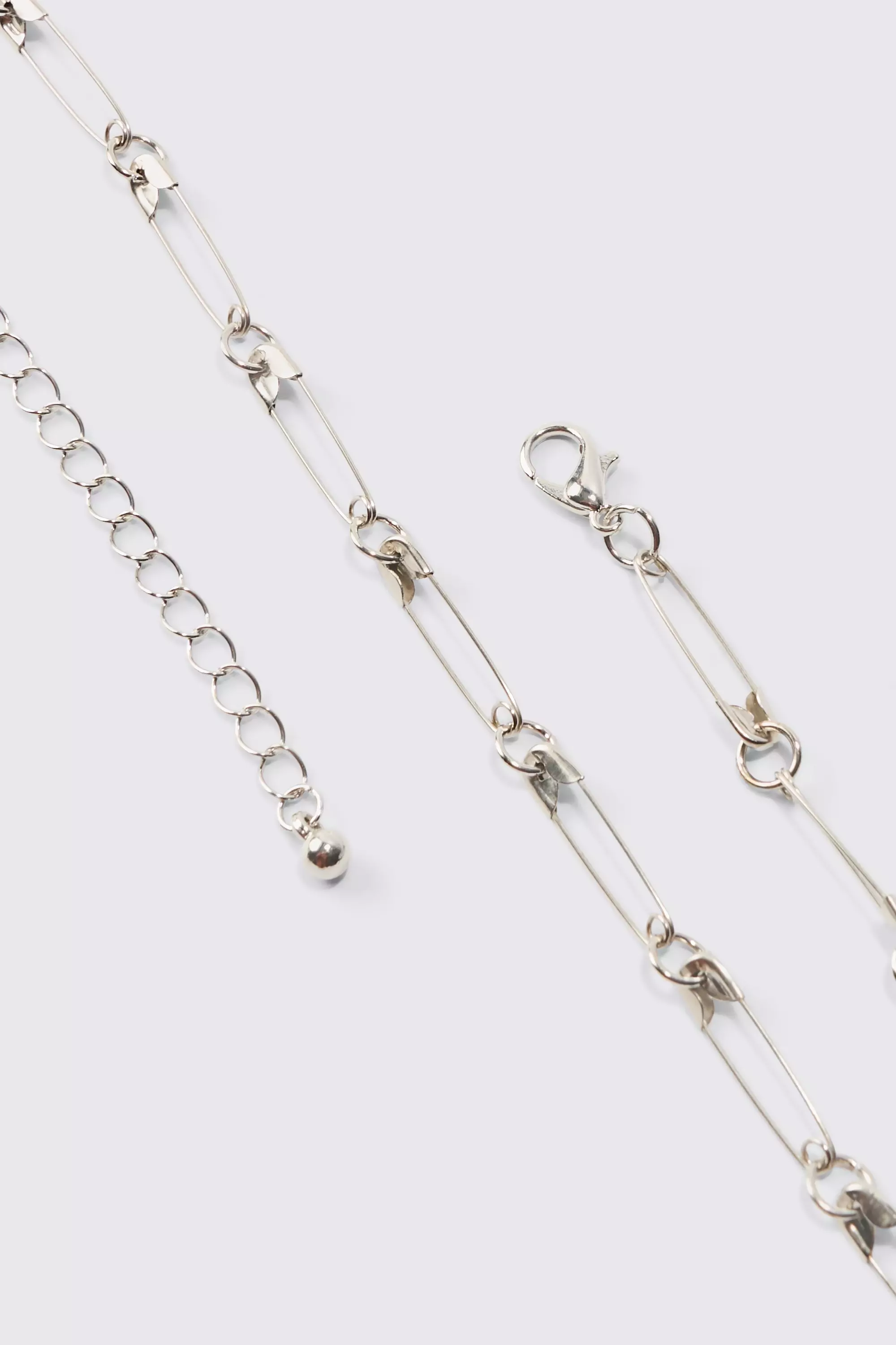 Safety Pin Chain Necklace In Silver alternative image