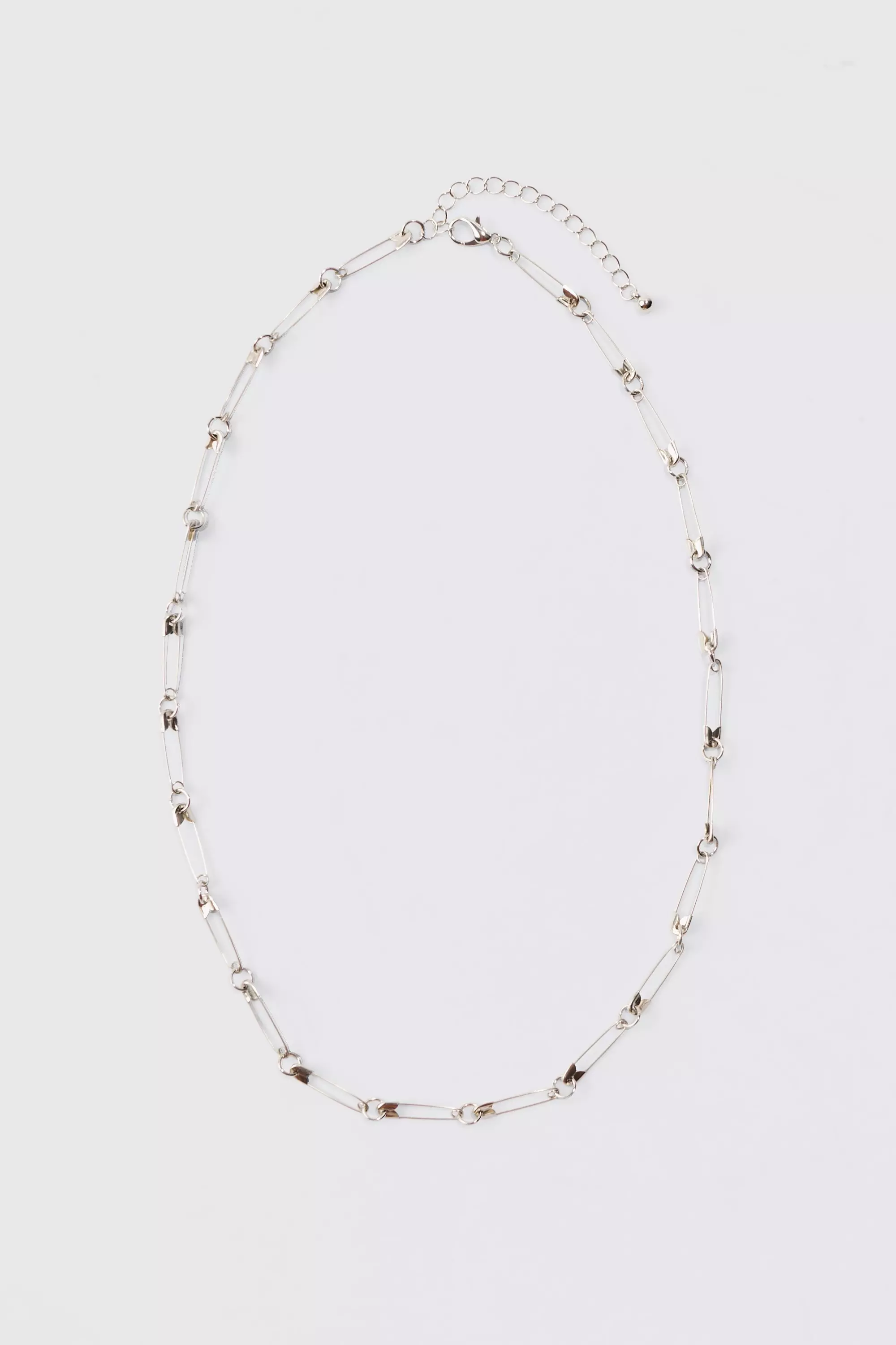 Safety Pin Chain Necklace In Silver alternative image