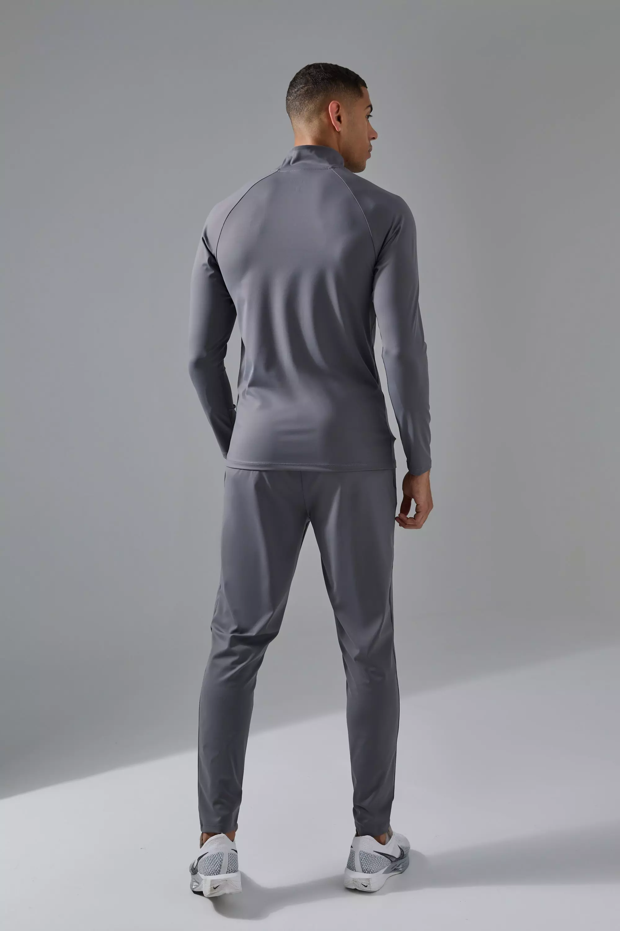 Charcoal Man Active Gym 1/4 Zip Muscle Fit Tracksuit alternative image