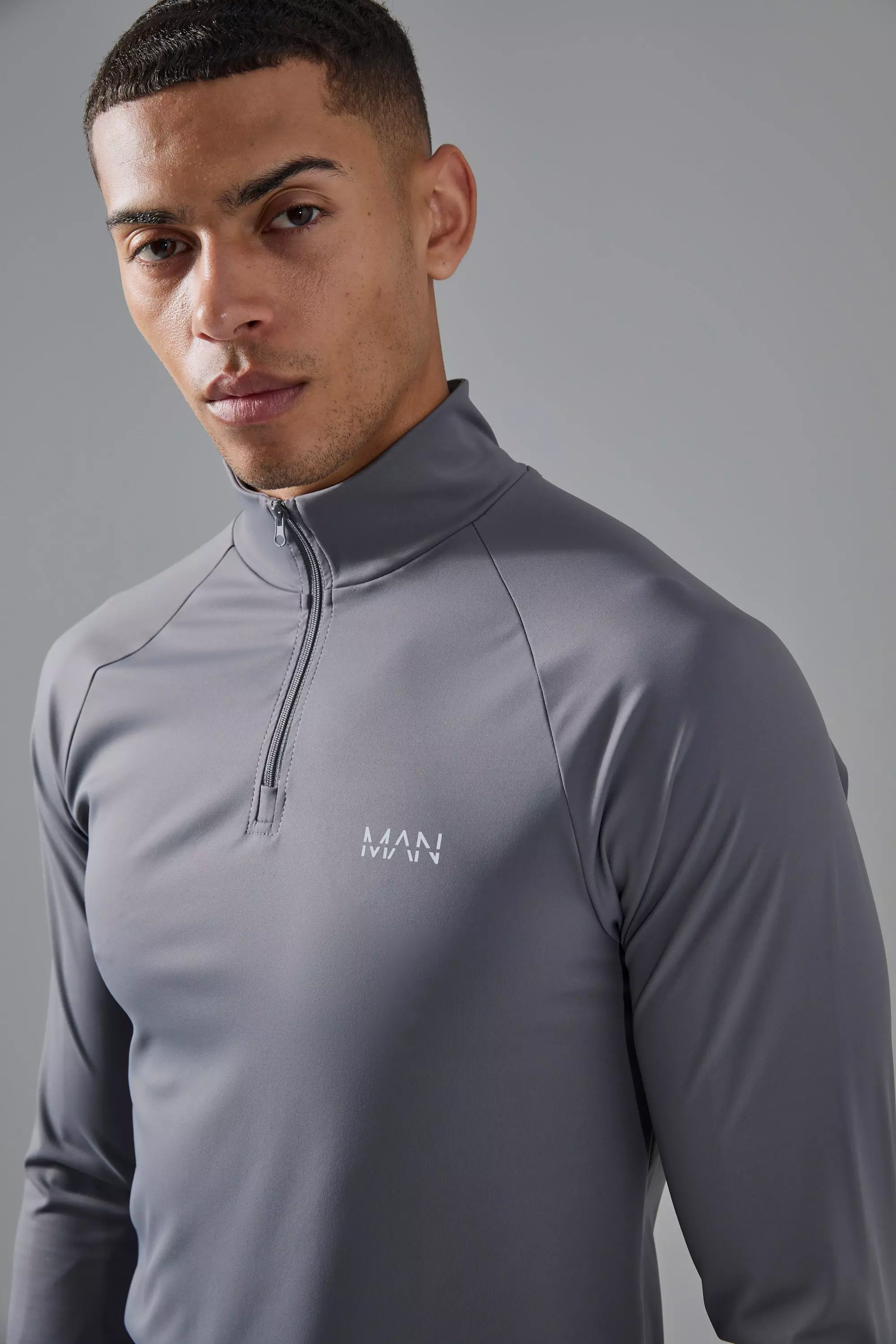 Charcoal Man Active Gym 1/4 Zip Muscle Fit Tracksuit alternative image