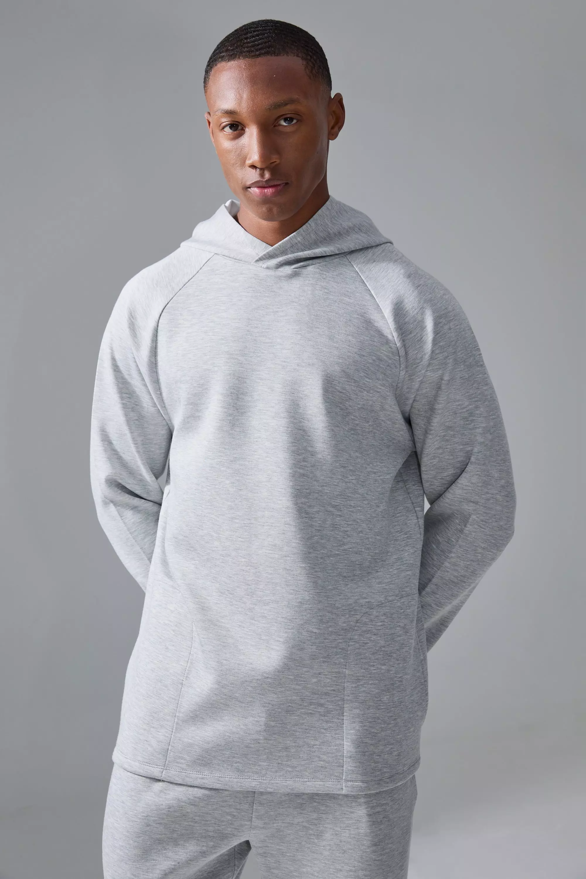 Grey marl Man Active Soft Stretch Yoga Hoodie alternative image