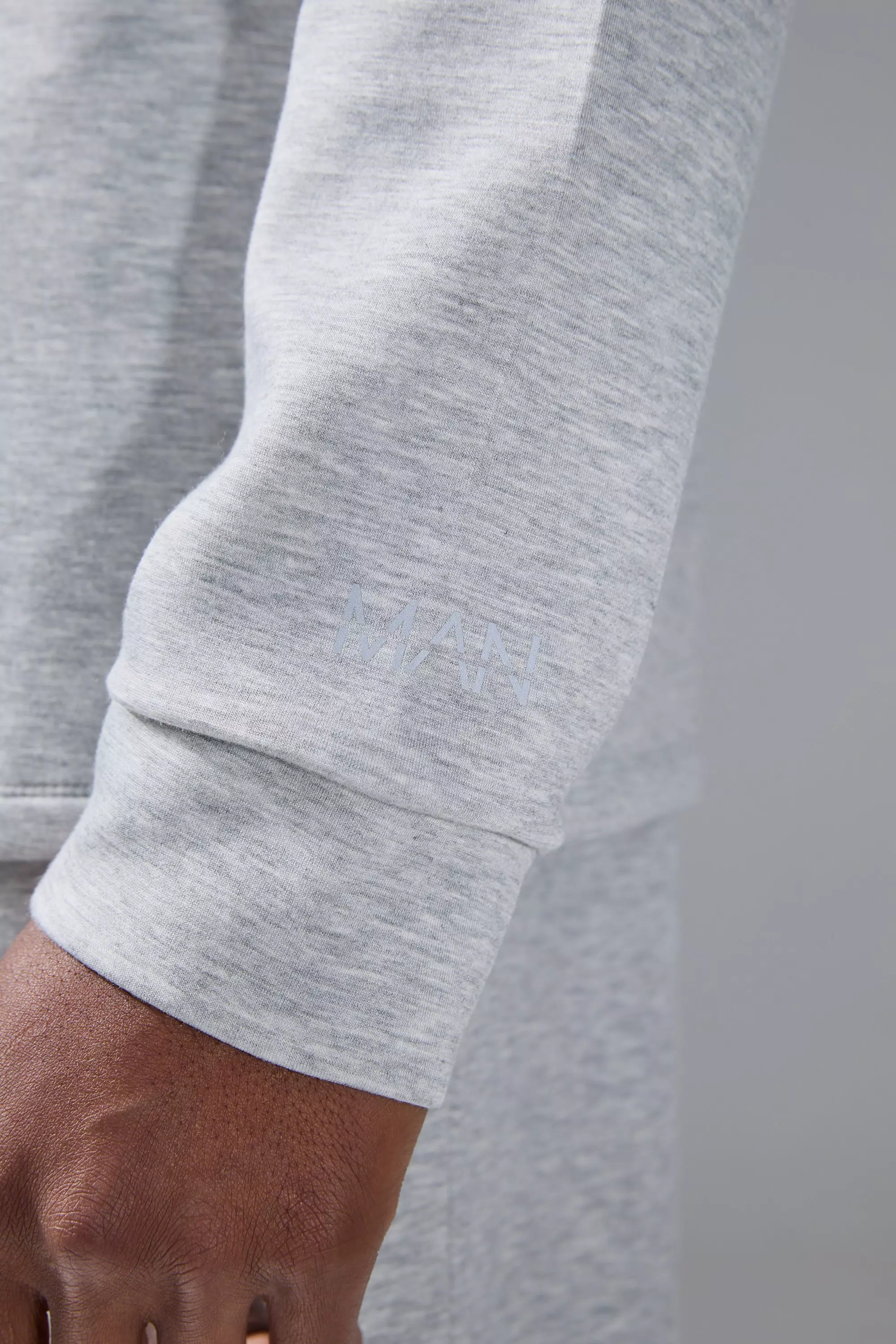 Grey marl Man Active Soft Stretch Yoga Hoodie alternative image