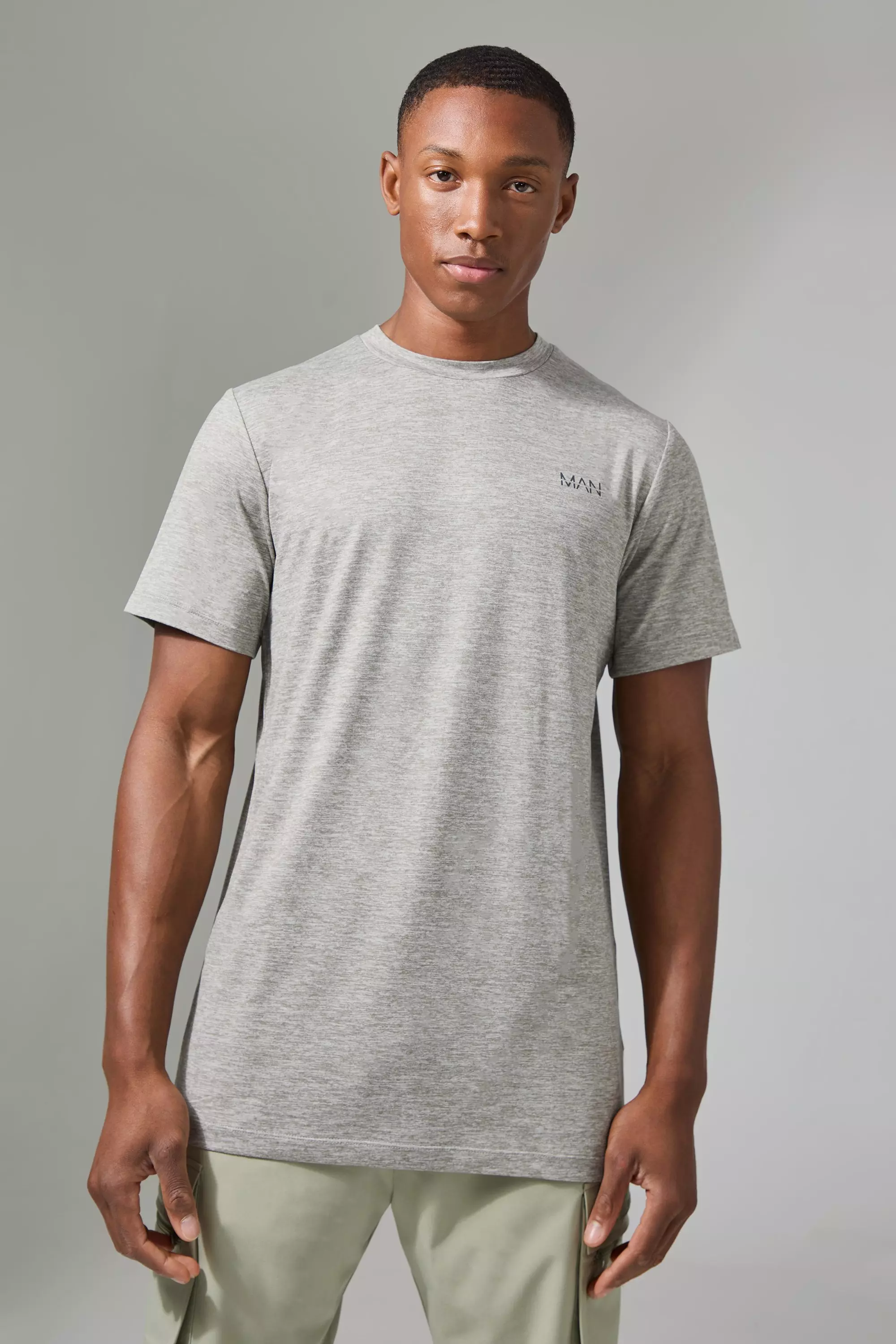 Man Active Soft Marl Regular Fit T-shirt Khaki