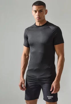 Black Man Active Essentials Gym Muscle Fit Raglan T-shirt