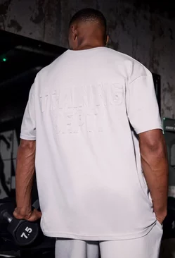 Man Acitve Training Dept Oversized Embossed T-shirt Light grey