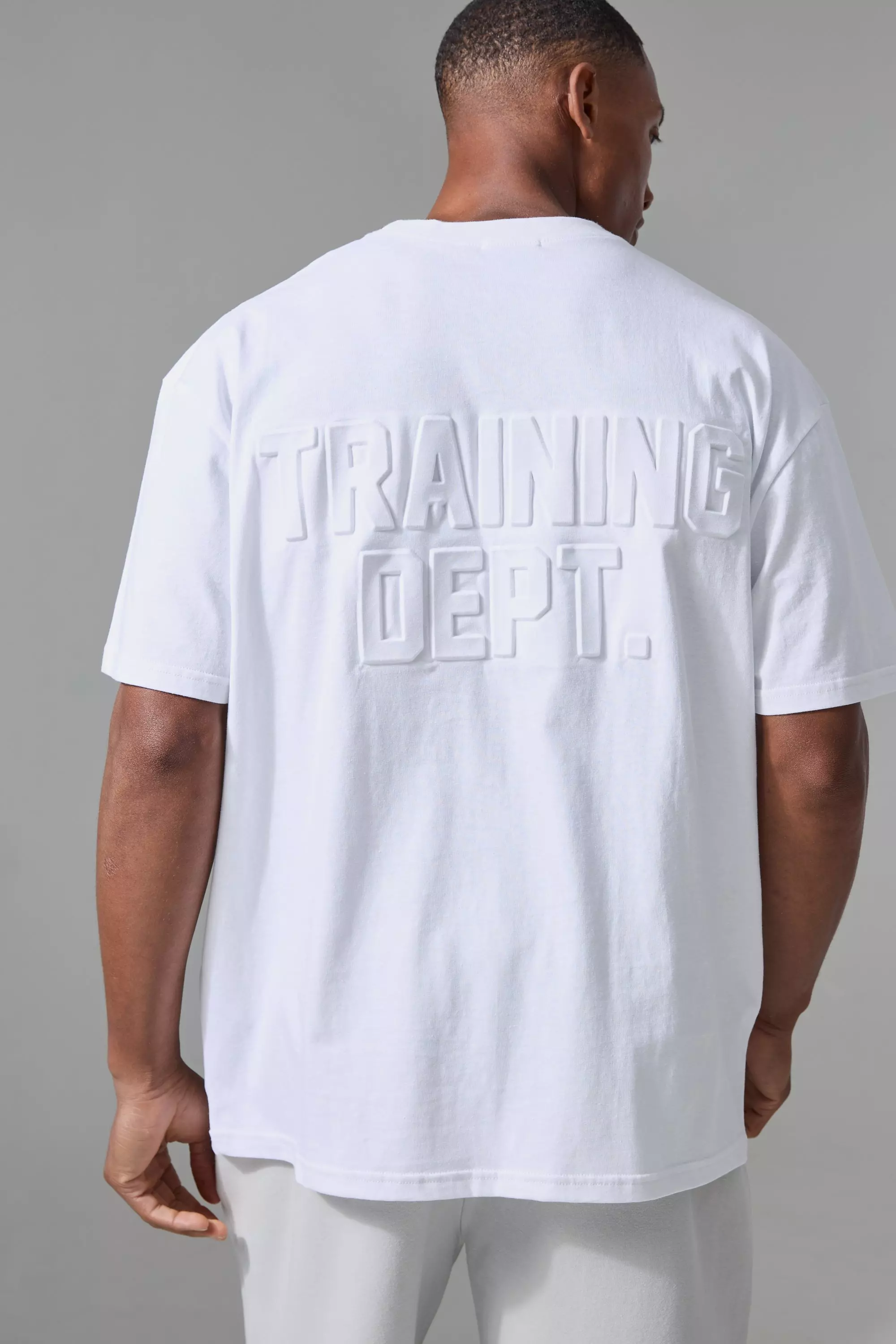 Man Acitve Training Dept Oversized Embossed T-shirt White