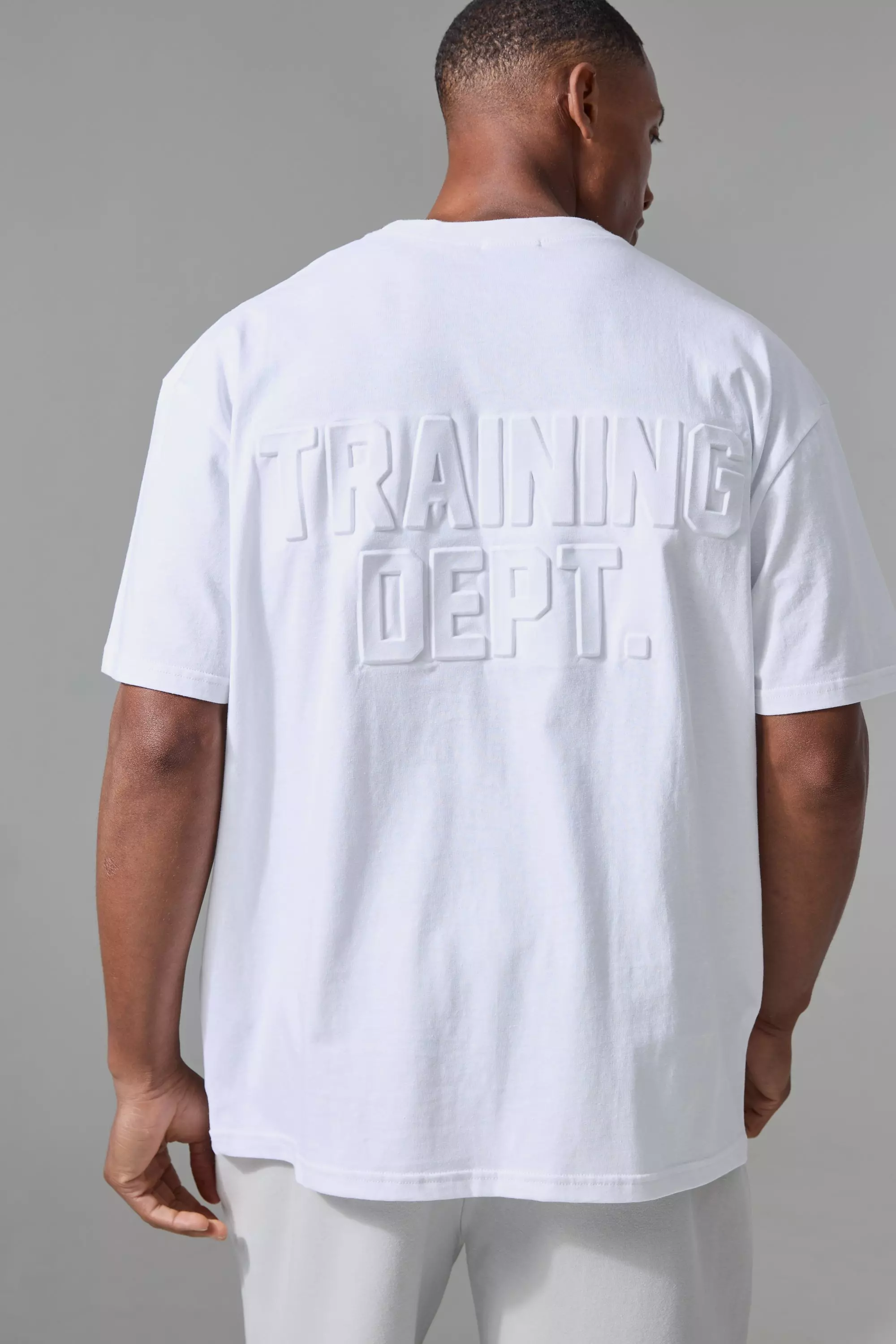 White Man Acitve Training Dept Oversized Embossed T-shirt