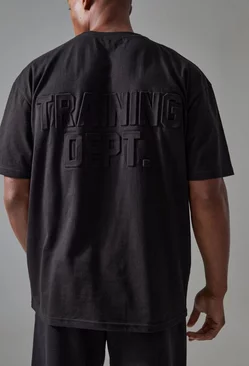 Man Acitve Training Dept Oversized Embossed T-shirt Black