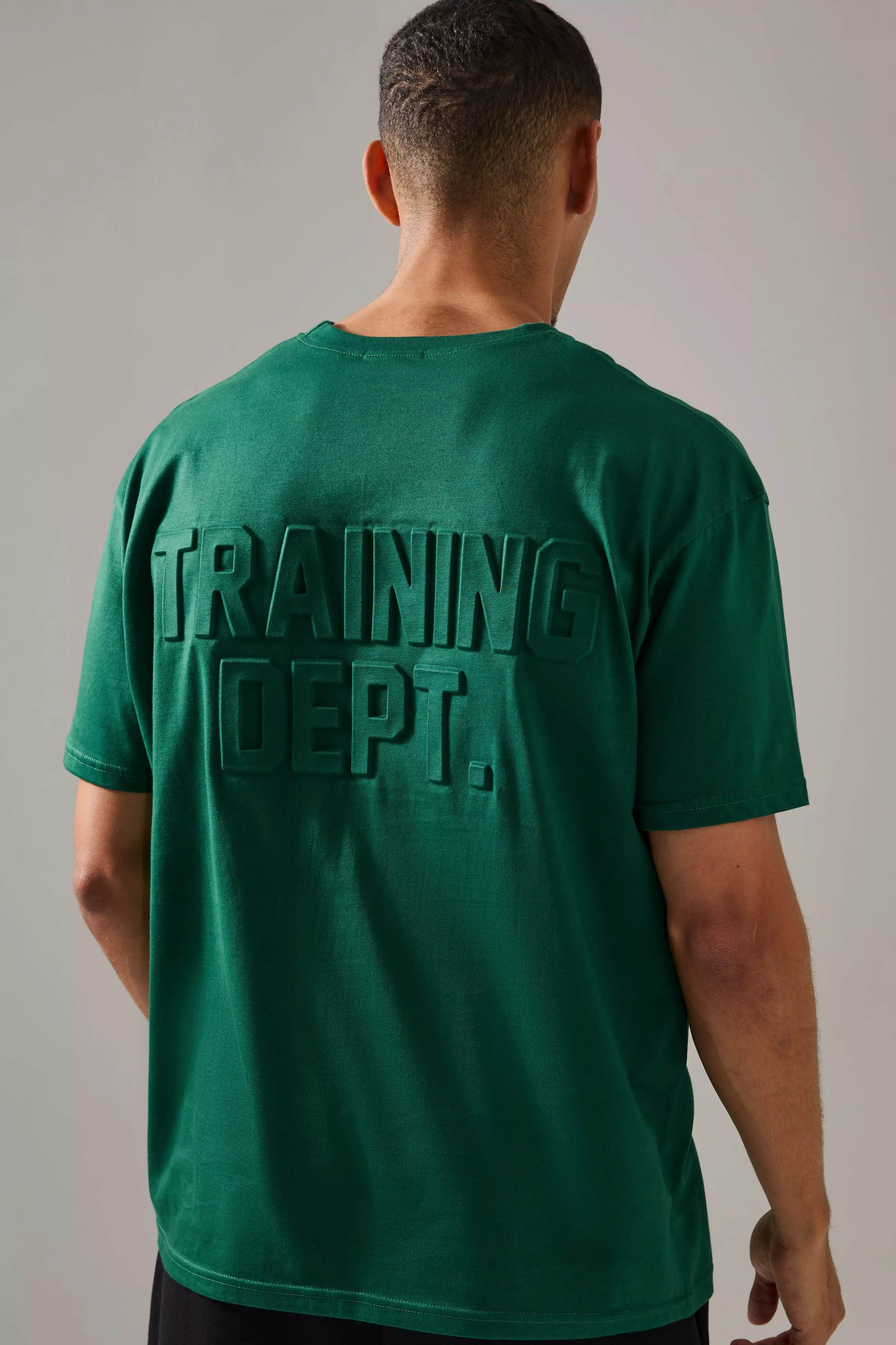 Man Active Training Dept Oversized Embossed T-shirt | boohooMAN USA