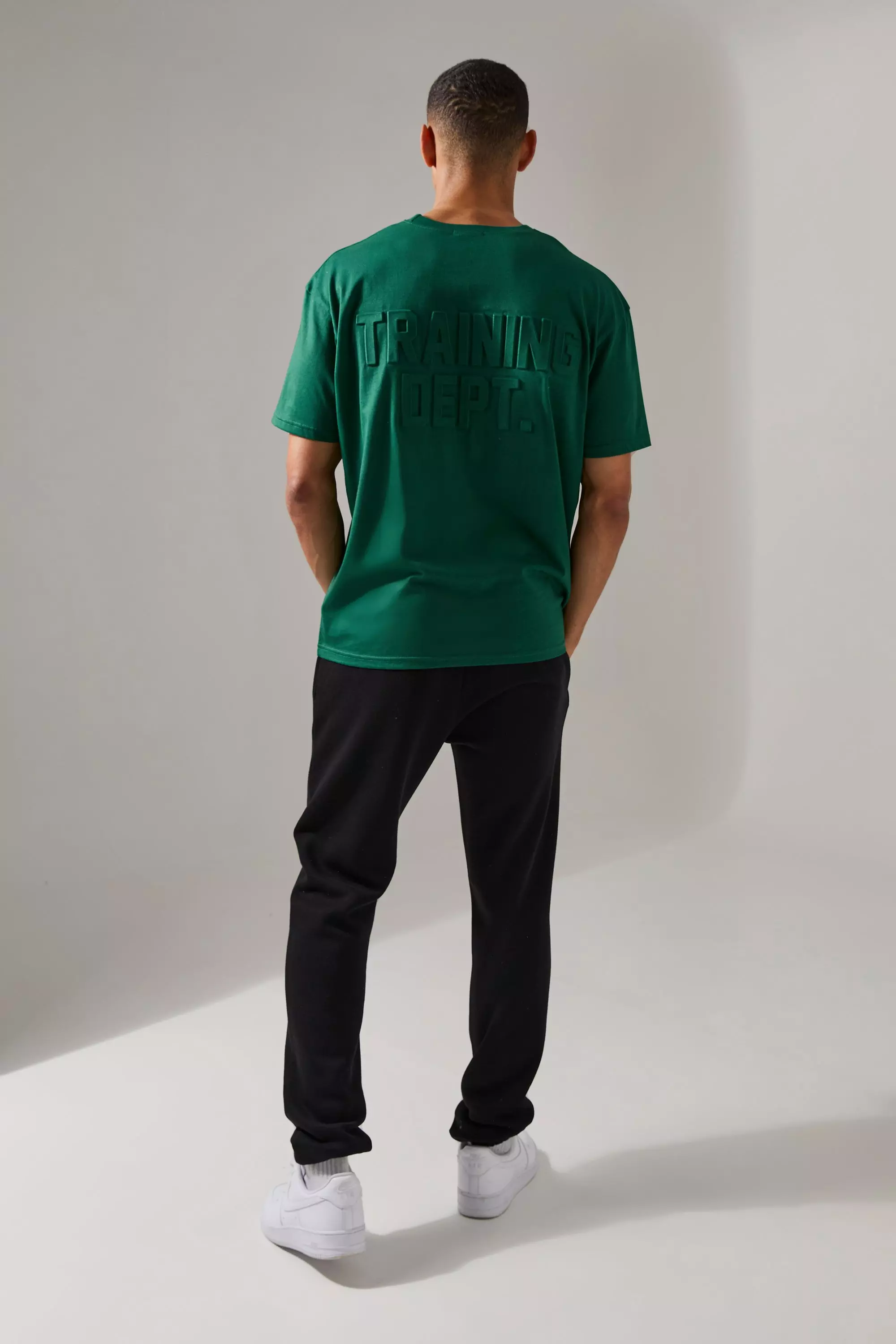 Man Active Training Dept Oversized Embossed T-shirt | boohooMAN USA