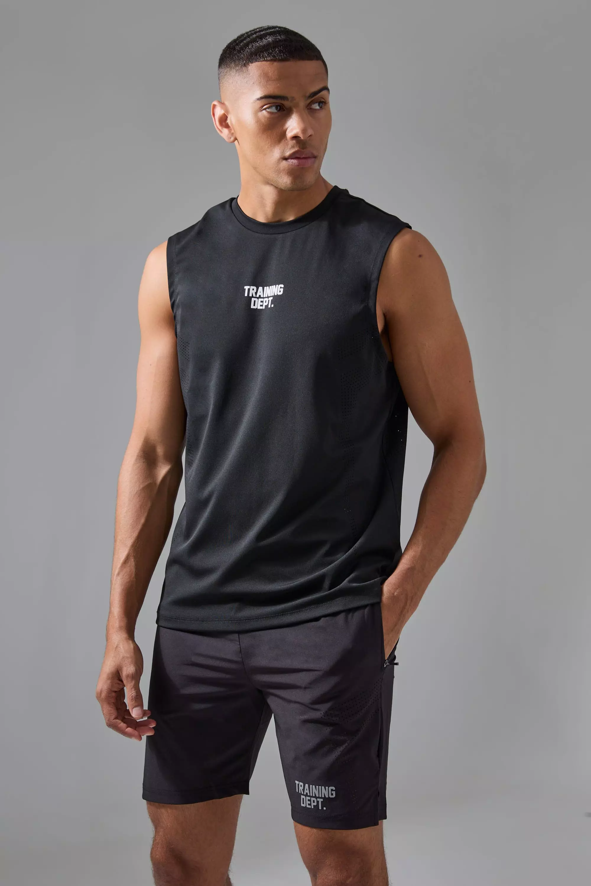 Black Active Training Dept Perforated Tank & Short Set alternative image