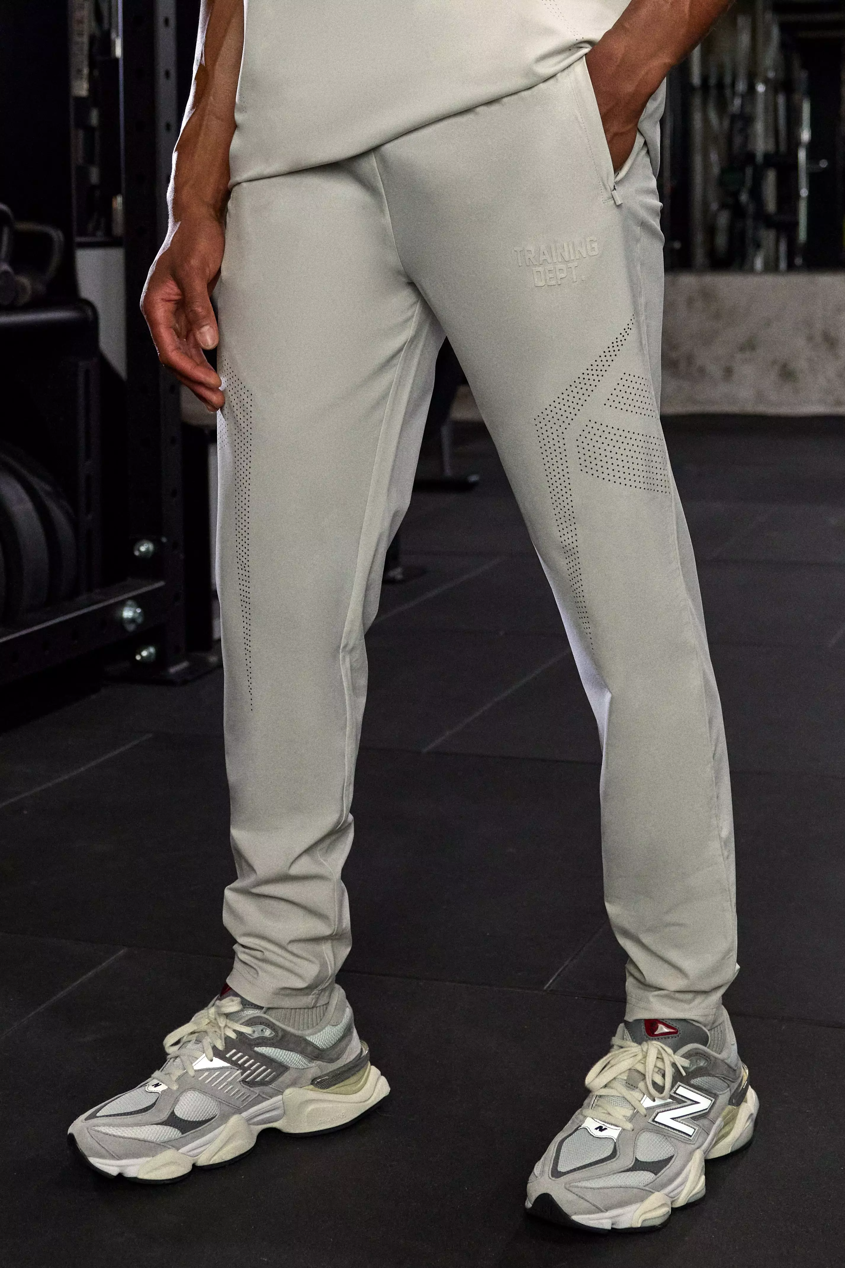 Active Training Dept Slim Woven Perforated Jogger Stone