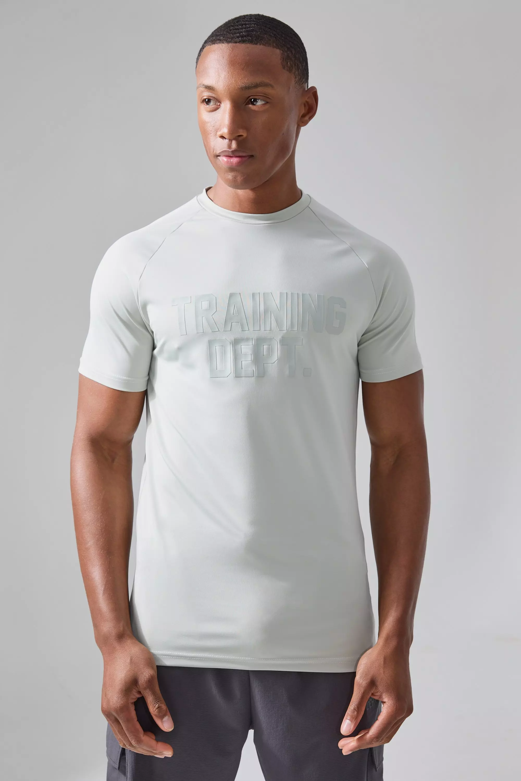 Stone Beige Active Training Dept Muscle Fit T-shirt
